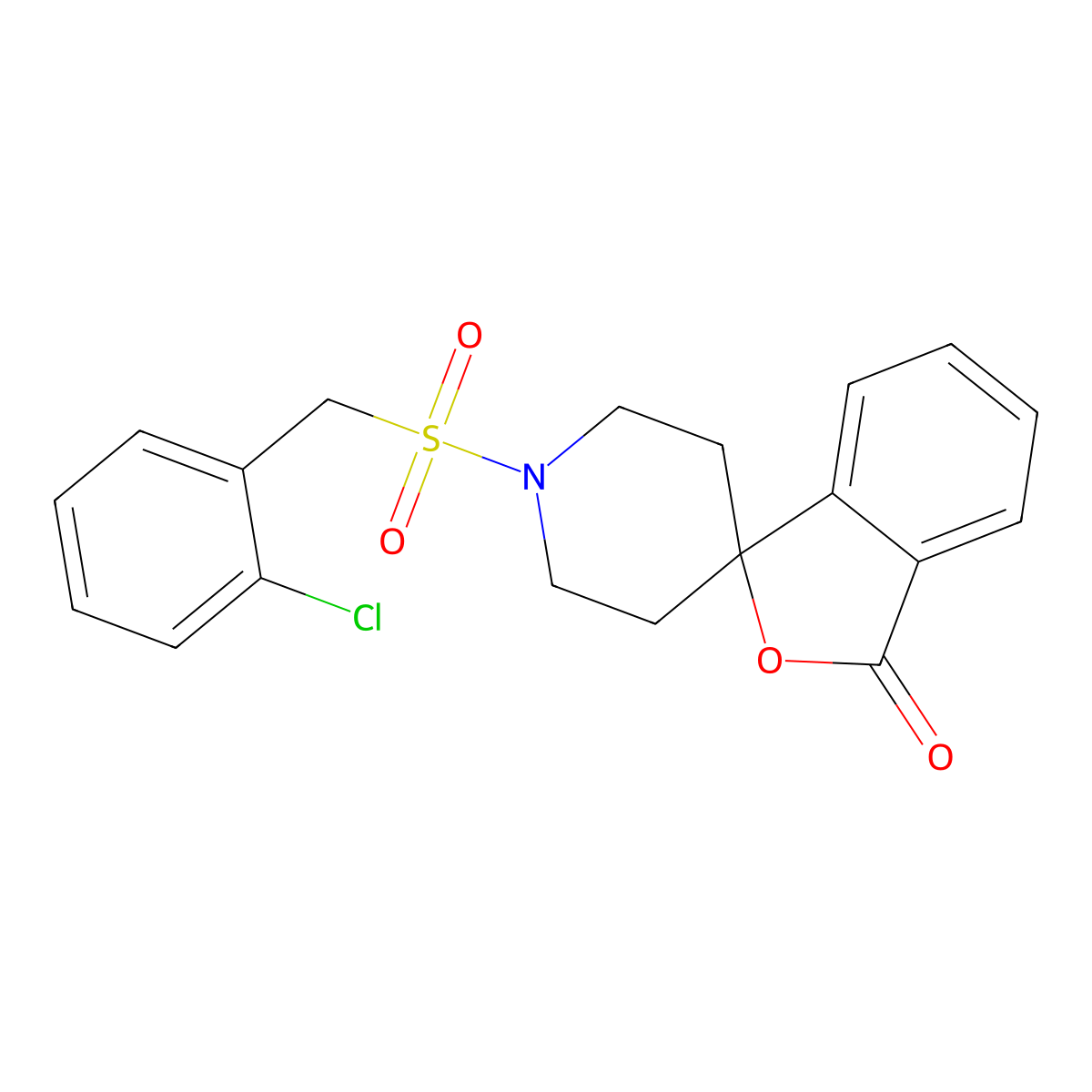 1'-[(2-chlorophenyl)methanesulfonyl]-3H-spiro[2-benzofuran-1,4'-piperidine]-3-one molecular structure, CAS 1705923-82-5