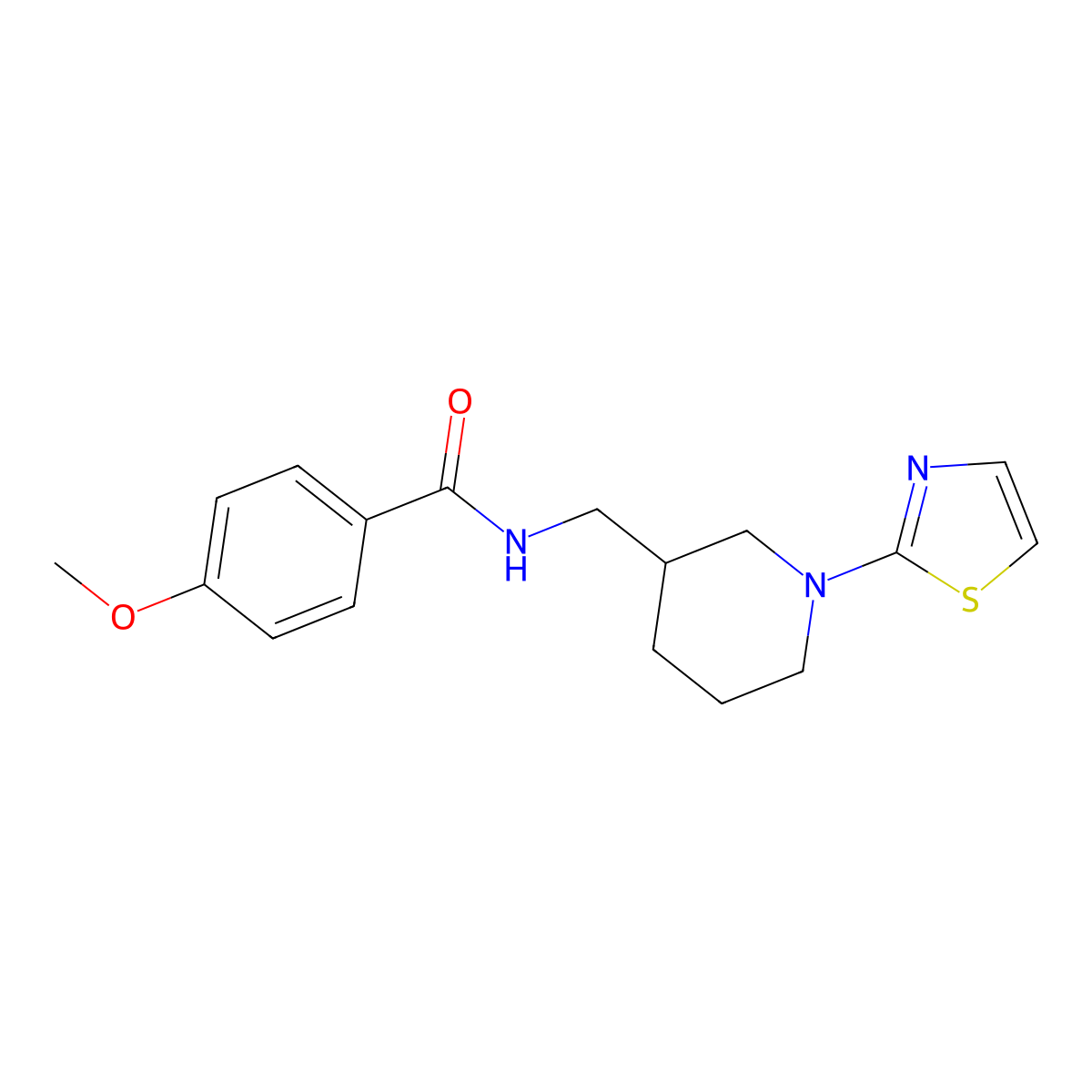 4-methoxy-N-((1-(thiazol-2-yl)piperidin-3-yl)methyl)benzamide molecular structure, CAS 1705924-70-4