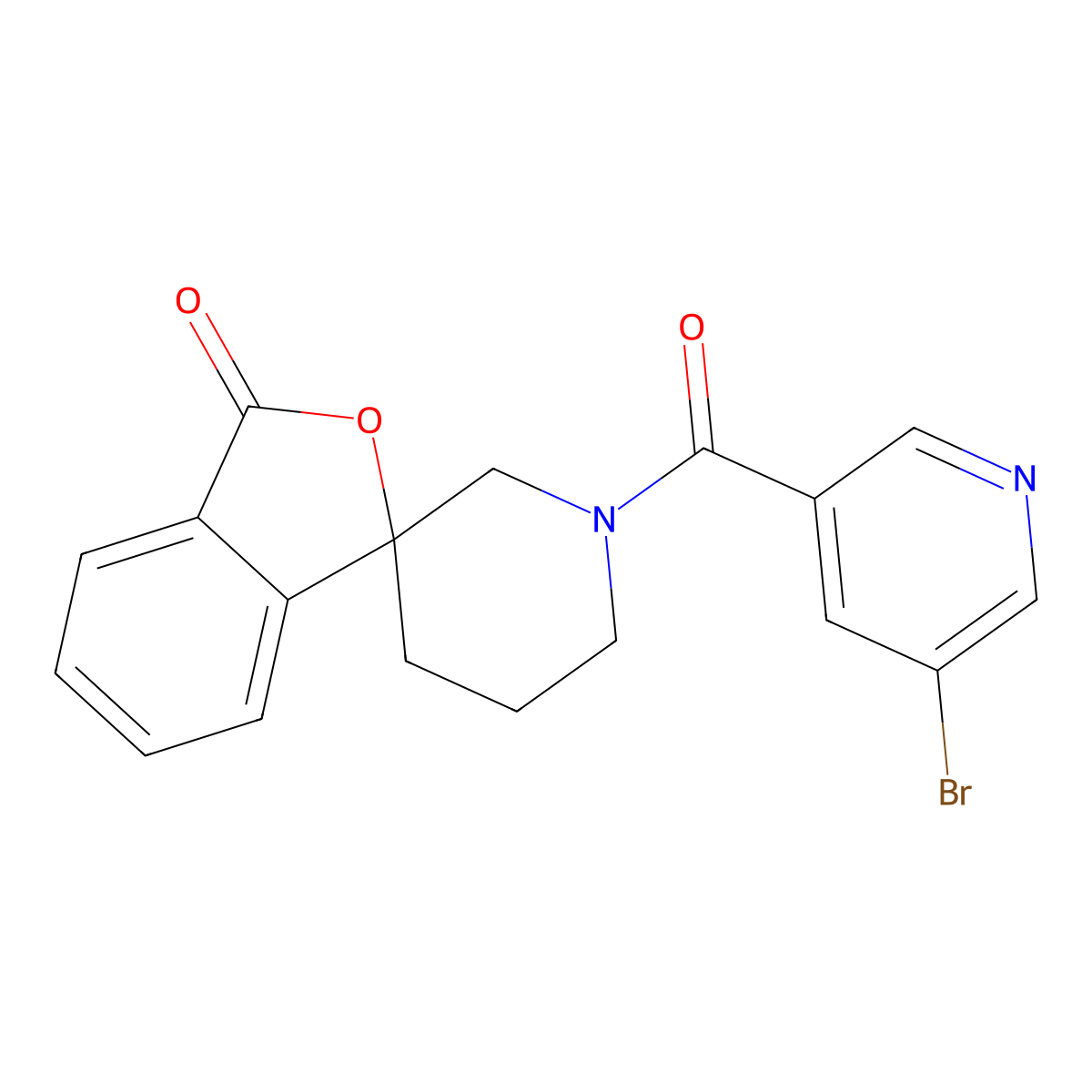 1'-(5-bromopyridine-3-carbonyl)-3H-spiro[2-benzofuran-1,3'-piperidine]-3-one molecular structure, CAS 1705925-72-9