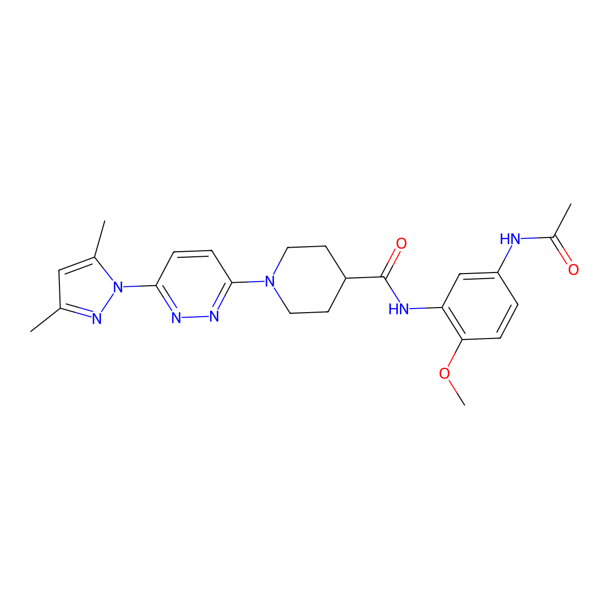 1-[6-(3,5-dimethyl-1H-pyrazol-1-yl)pyridazin-3-yl]-N-(5-acetamido-2-methoxyphenyl)piperidine-4-carboxamide molecular structure, CAS 1705933-02-3