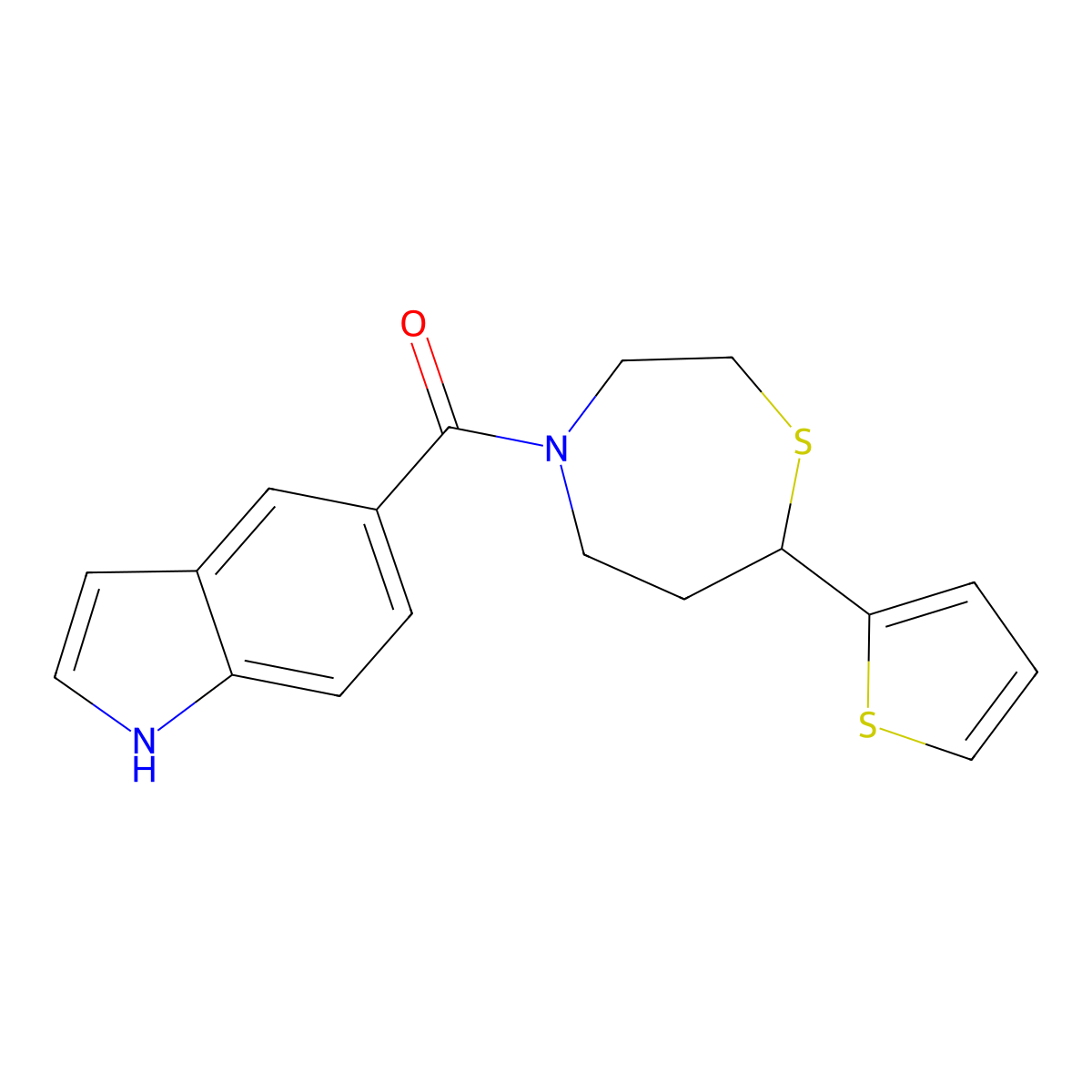 (1H-indol-5-yl)(7-(thiophen-2-yl)-1,4-thiazepan-4-yl)methanone molecular structure, CAS 1705933-73-8