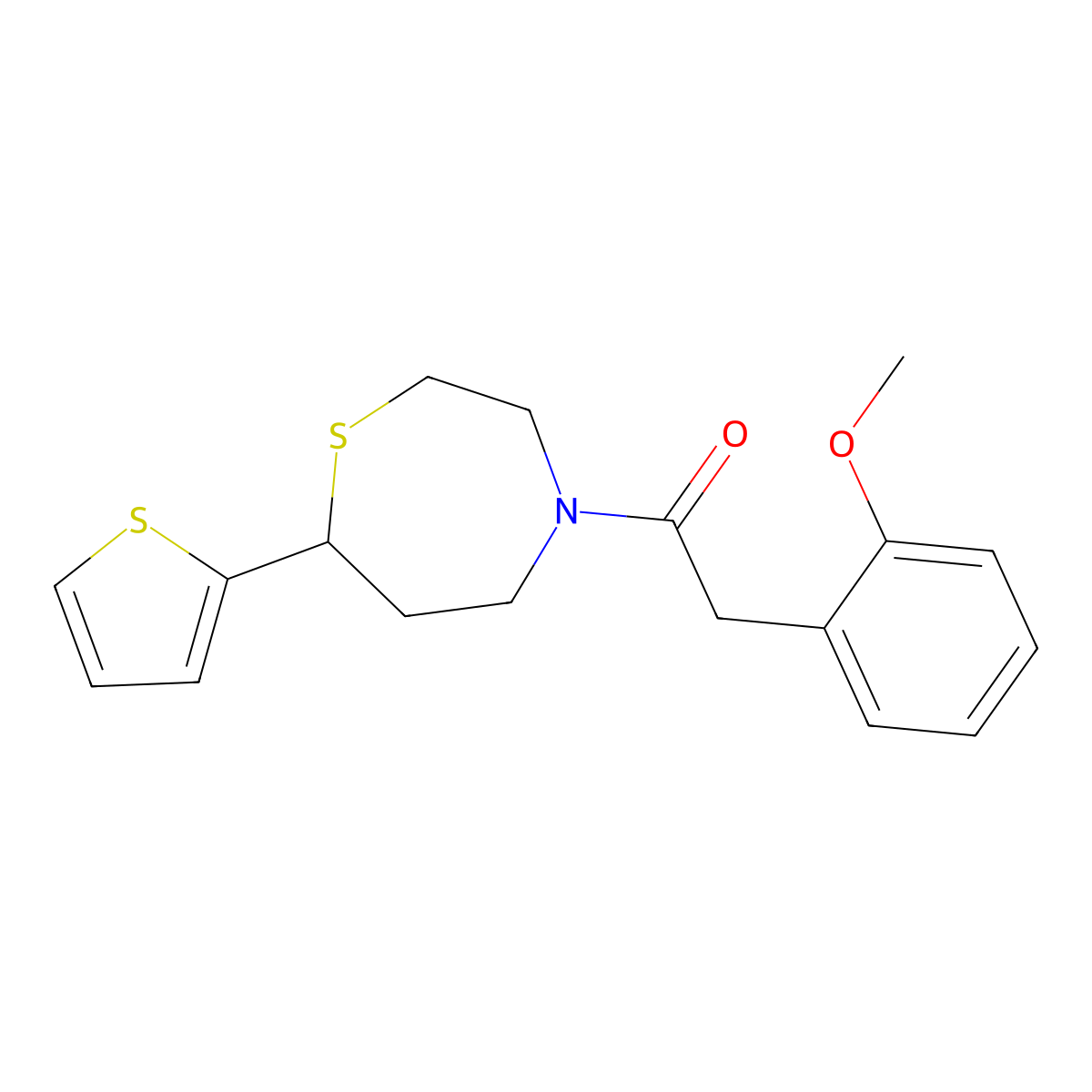2-(2-Methoxyphenyl)-1-(7-(thiophen-2-yl)-1,4-thiazepan-4-yl)ethanone molecular structure, CAS 1705933-82-9