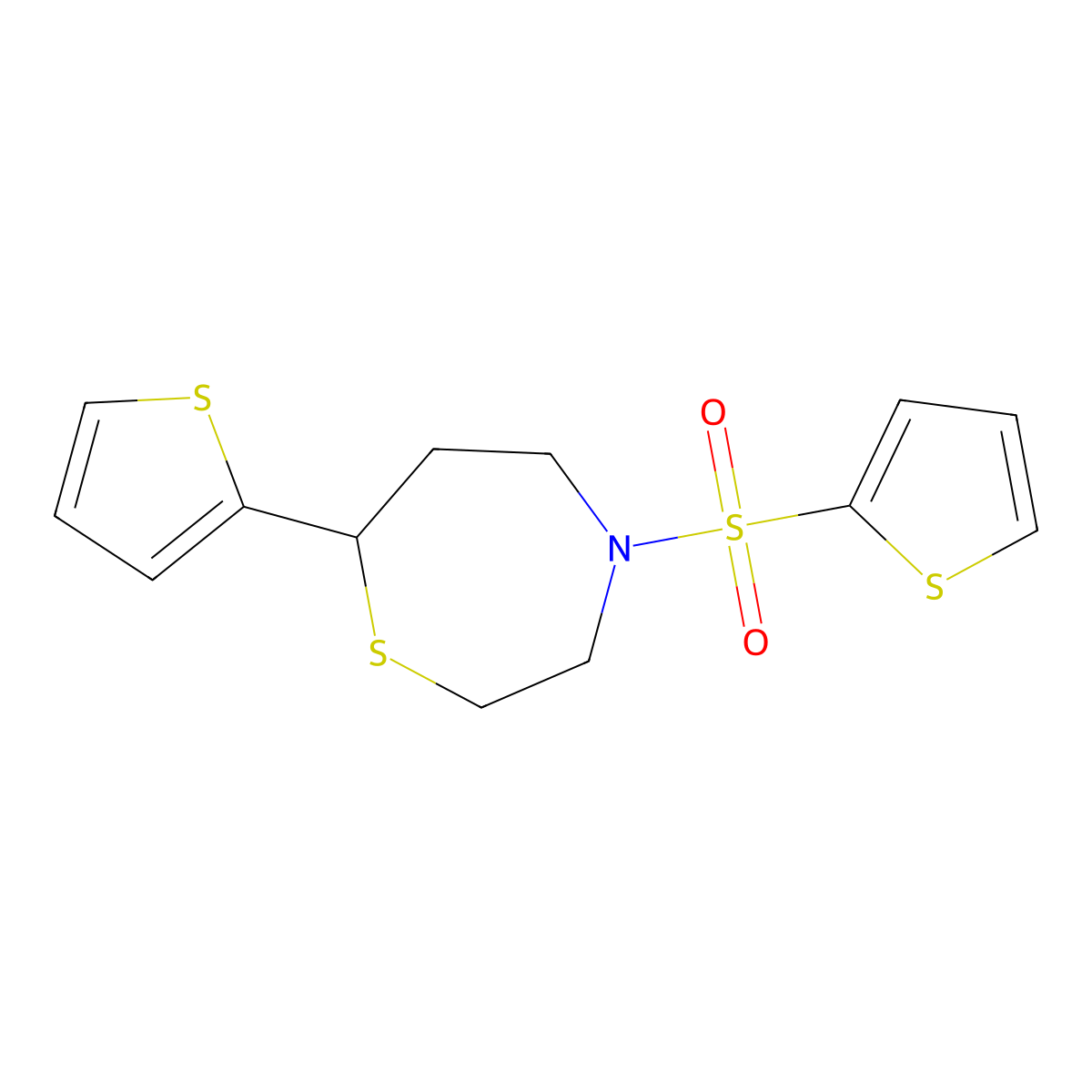 7-(Thiophen-2-yl)-4-(thiophen-2-ylsulfonyl)-1,4-thiazepane molecular structure, CAS 1705934-50-4