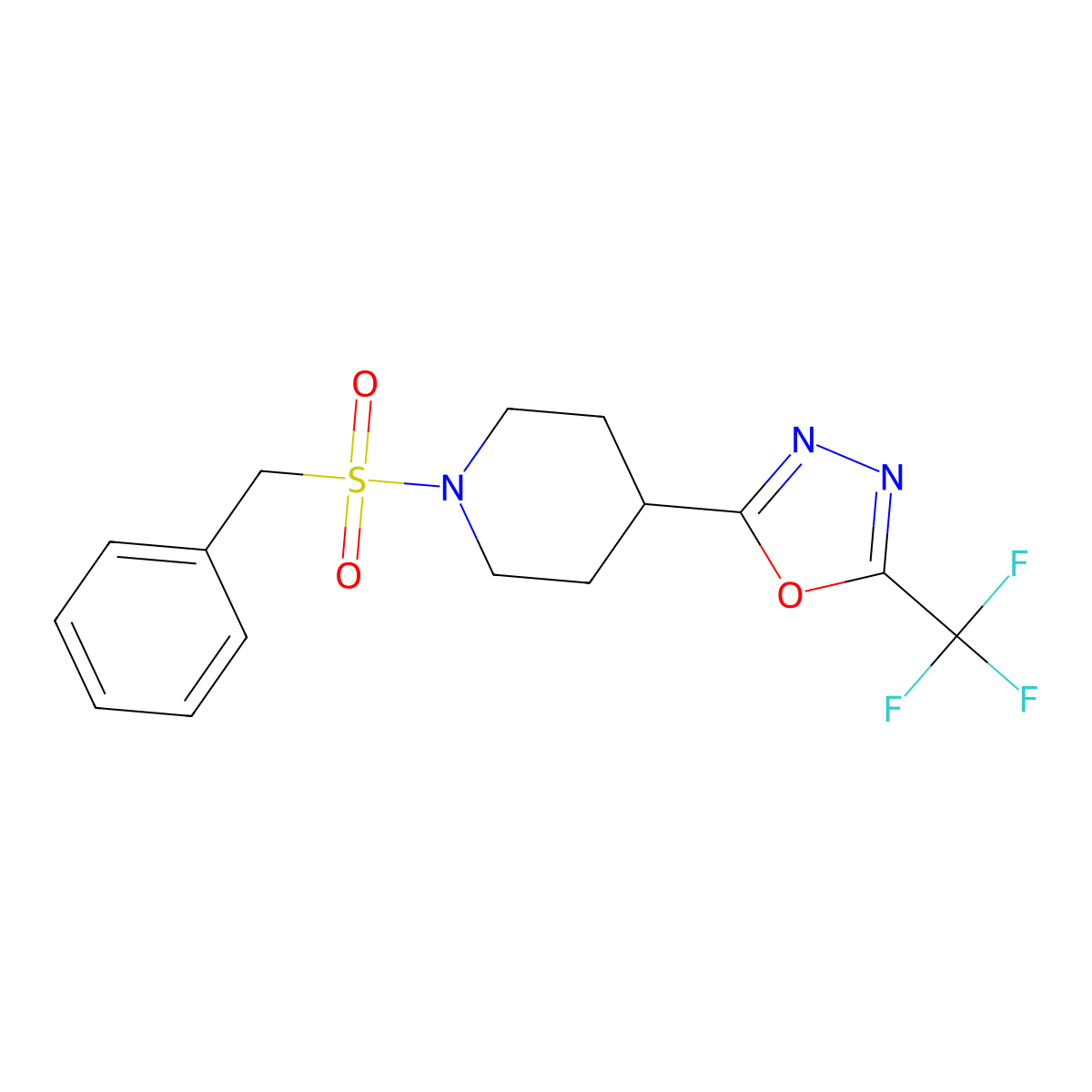 2-(1-(Benzylsulfonyl)piperidin-4-yl)-5-(trifluoromethyl)-1,3,4-oxadiazole molecular structure, CAS 1705950-34-0
