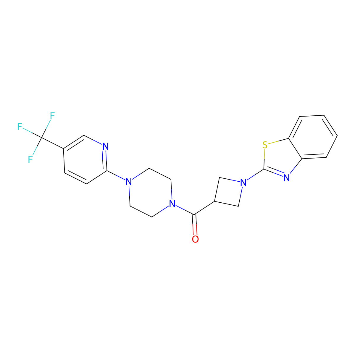 (1-(Benzo[d]thiazol-2-yl)azetidin-3-yl)(4-(5-(trifluoromethyl)pyridin-2-yl)piperazin-1-yl)methanone molecular structure, CAS 1705952-48-2