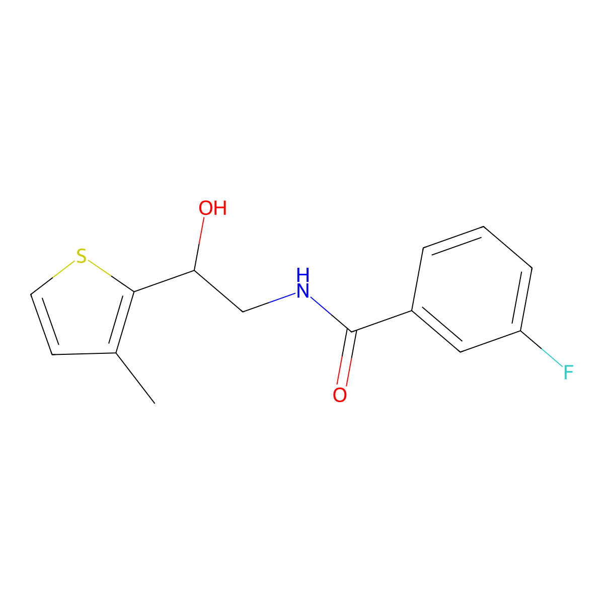 3-fluoro-N-[2-hydroxy-2-(3-methylthiophen-2-yl)ethyl]benzamide molecular structure, CAS 1705960-66-2
