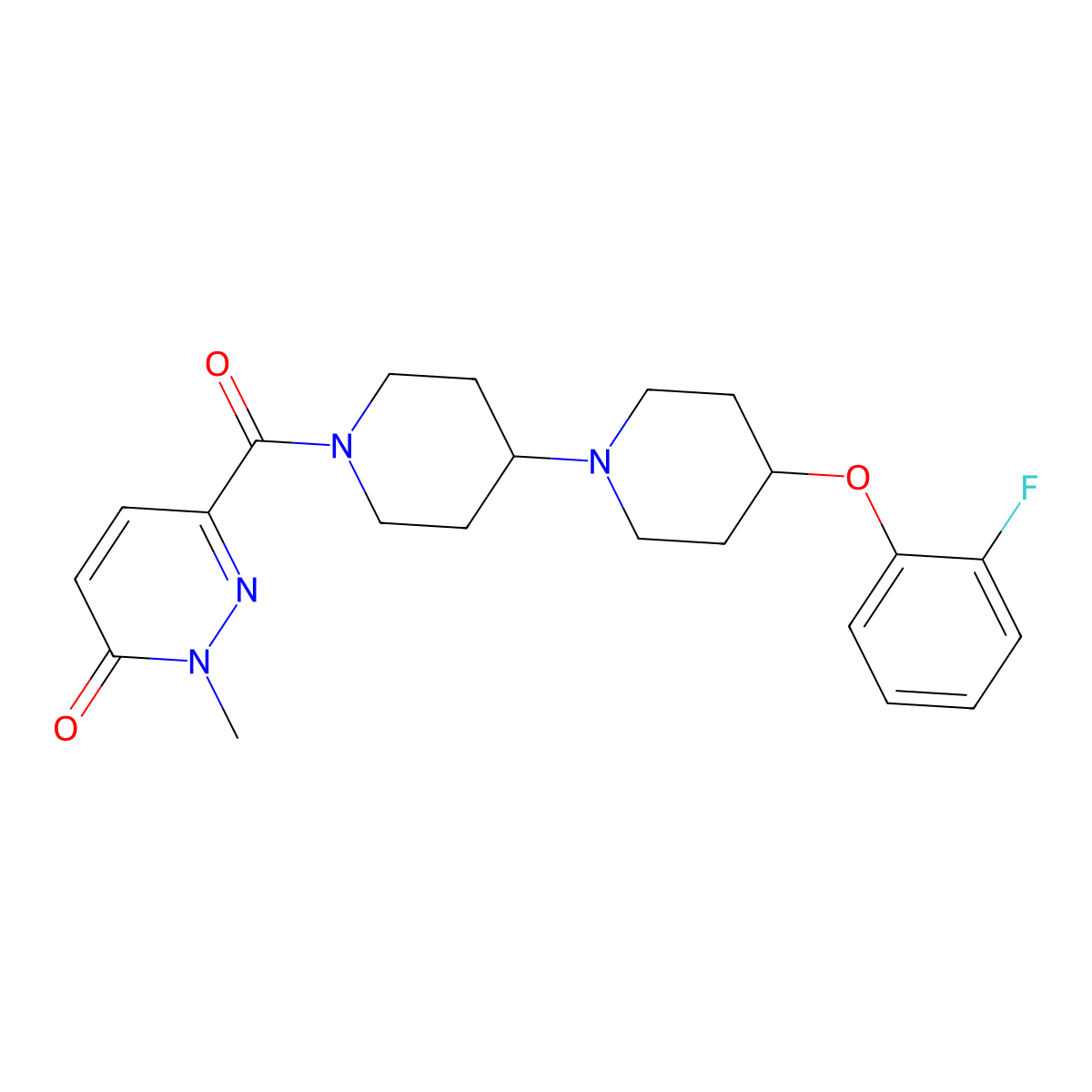 6-(4-(2-fluorophenoxy)-[1,4'-bipiperidine]-1'-carbonyl)-2-methylpyridazin-3(2H)-one molecular structure, CAS 1705964-52-8