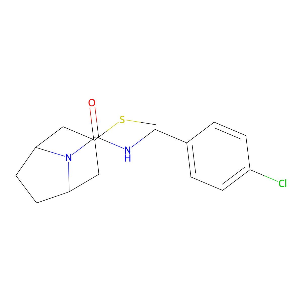 (1R,5S)-N-(4-chlorobenzyl)-3-(methylthio)-8-azabicyclo[3.2.1]octane-8-carboxamide molecular structure, CAS 1705969-00-1