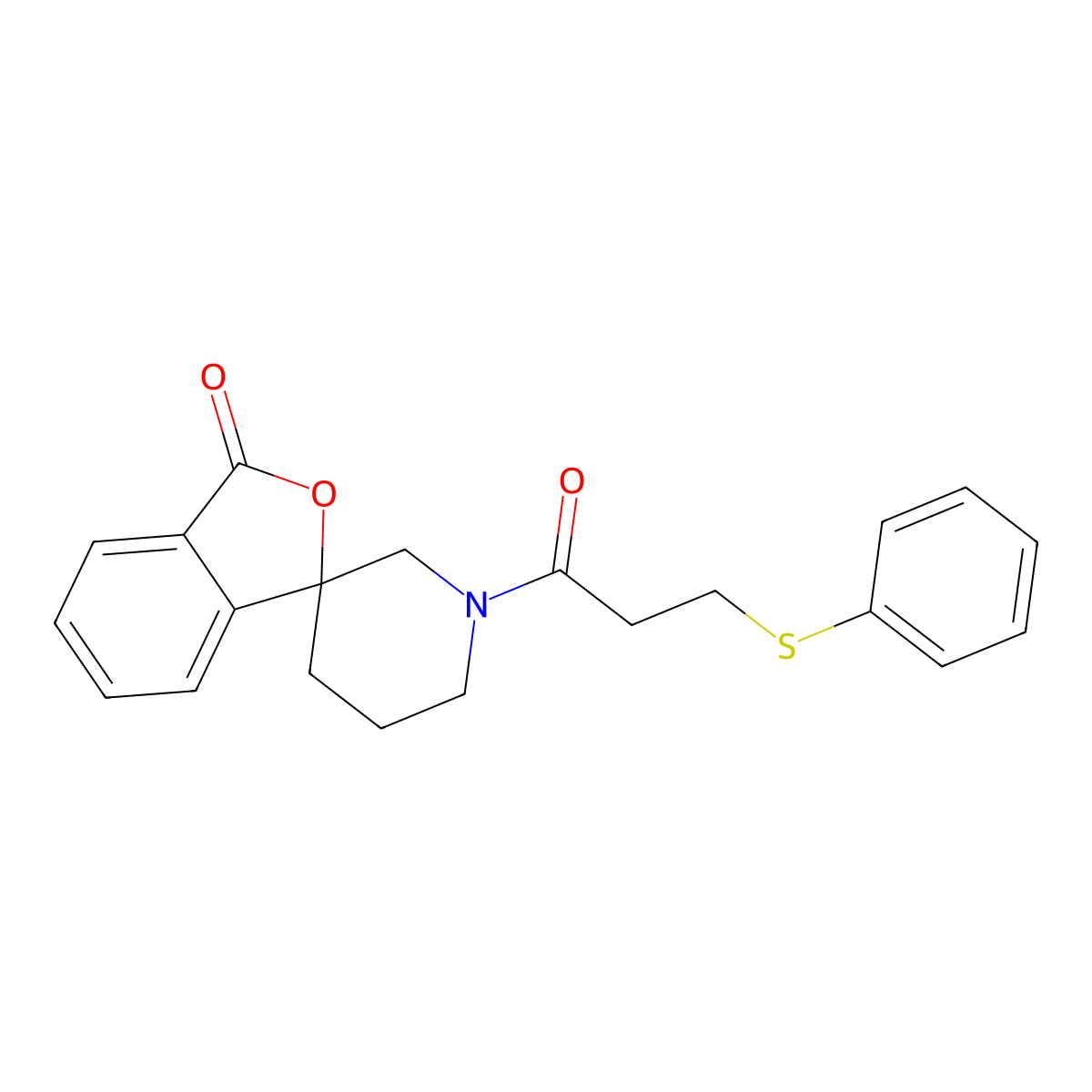 1'-(3-(phenylthio)propanoyl)-3H-spiro[isobenzofuran-1,3'-piperidin]-3-one molecular structure, CAS 1705970-30-4