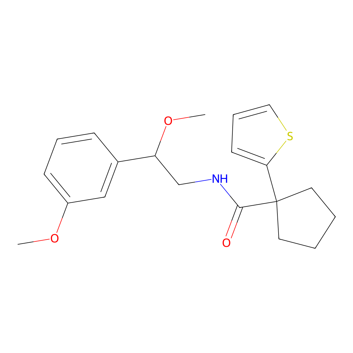 N-(2-methoxy-2-(3-methoxyphenyl)ethyl)-1-(thiophen-2-yl)cyclopentanecarboxamide molecular structure, CAS 1705972-88-8