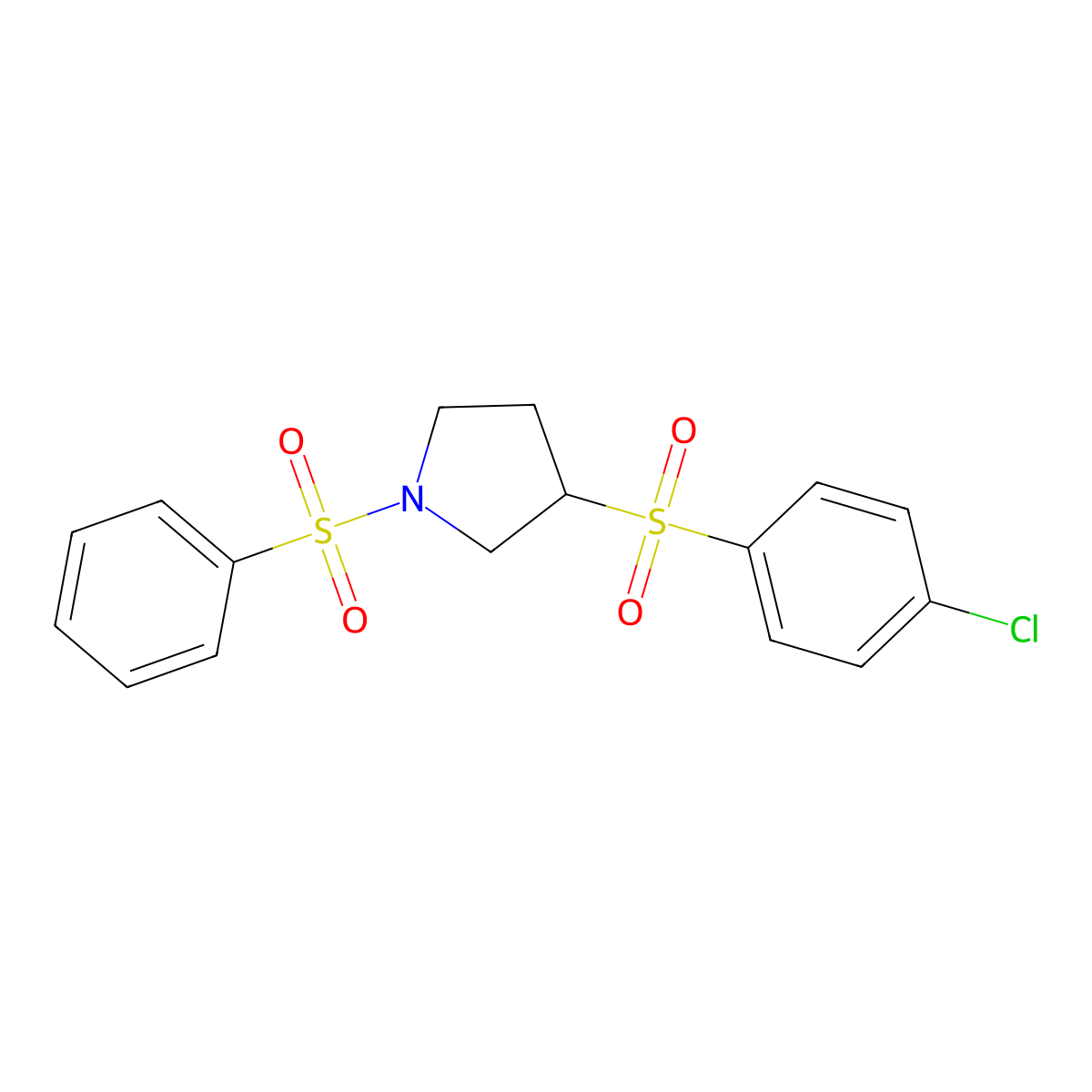 1-(Benzenesulfonyl)-3-(4-chlorobenzenesulfonyl)pyrrolidine molecular structure, CAS 1705973-12-1