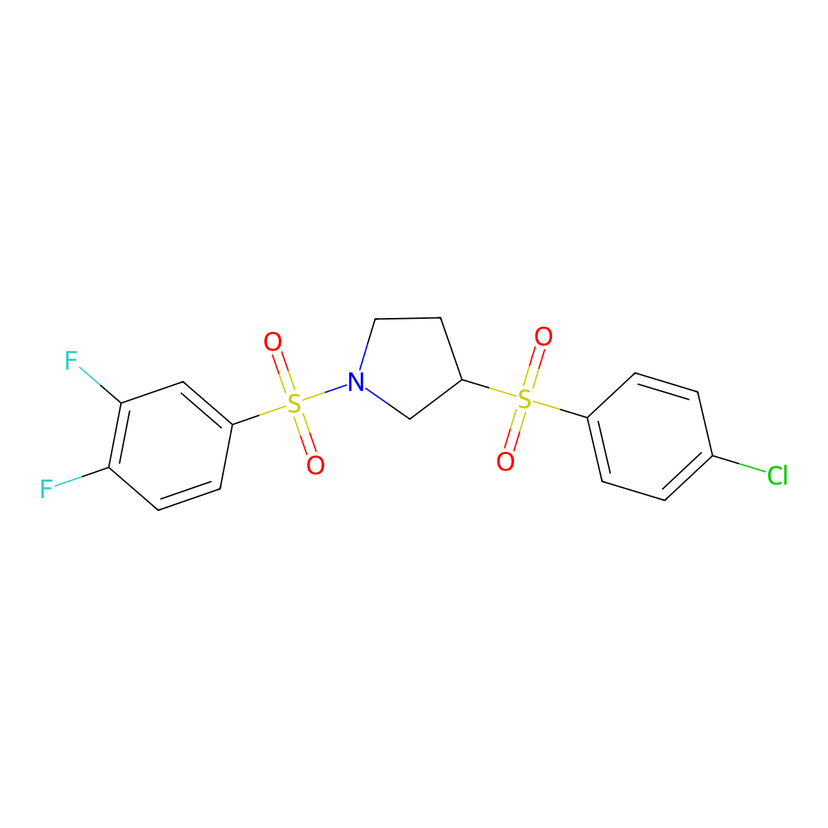 3-(4-Chlorobenzenesulfonyl)-1-(3,4-difluorobenzenesulfonyl)pyrrolidine molecular structure, CAS 1705973-32-5