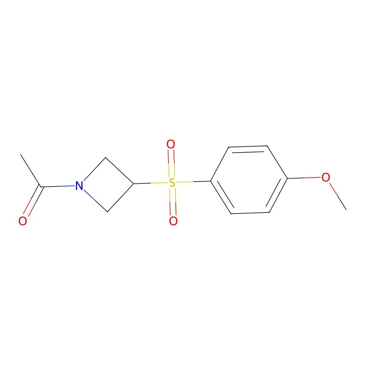 1-(3-((4-Methoxyphenyl)sulfonyl)azetidin-1-yl)ethanone molecular structure, CAS 1705973-34-7