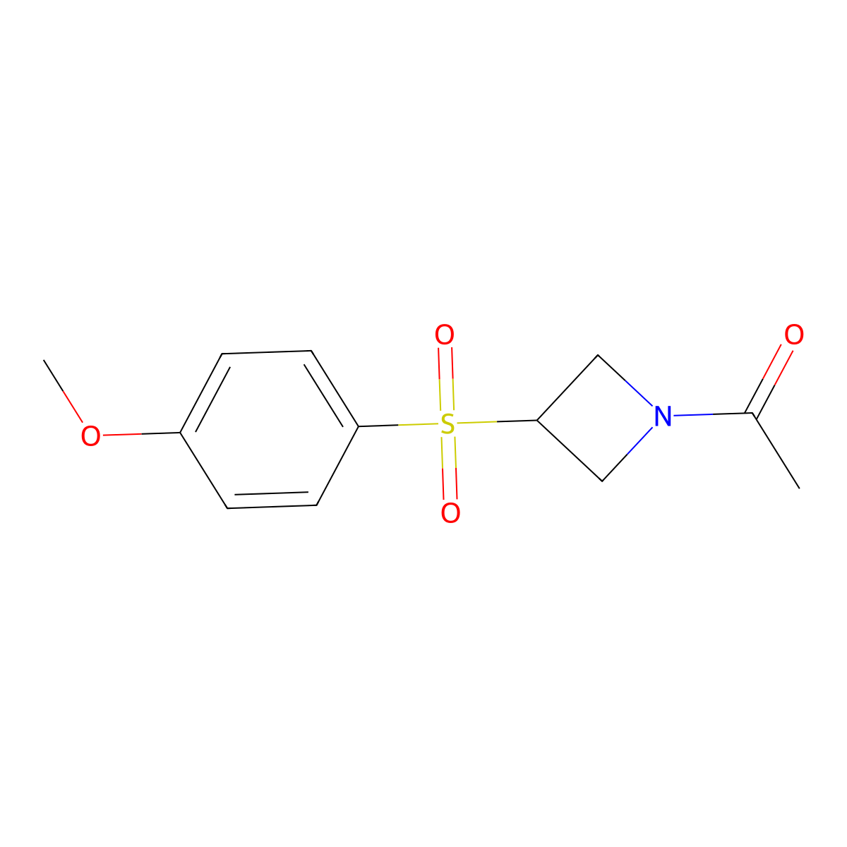 1-(3-((4-Methoxyphenyl)sulfonyl)azetidin-1-yl)ethanone molecular structure, CAS 1705973-34-7