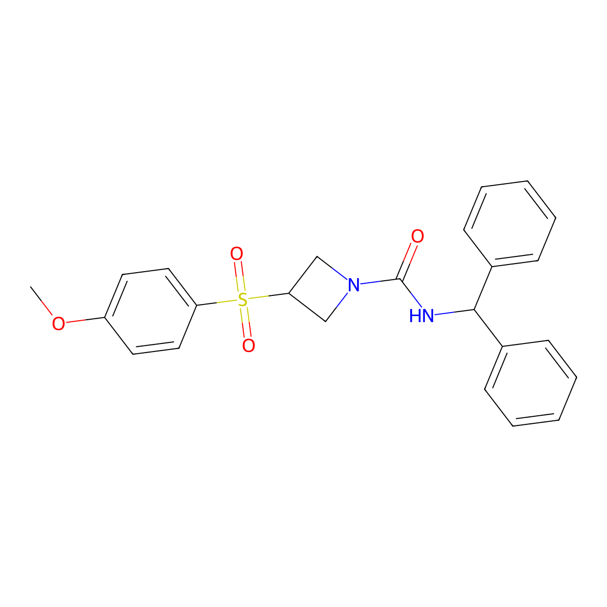 N-benzhydryl-3-((4-methoxyphenyl)sulfonyl)azetidine-1-carboxamide molecular structure, CAS 1705975-13-8