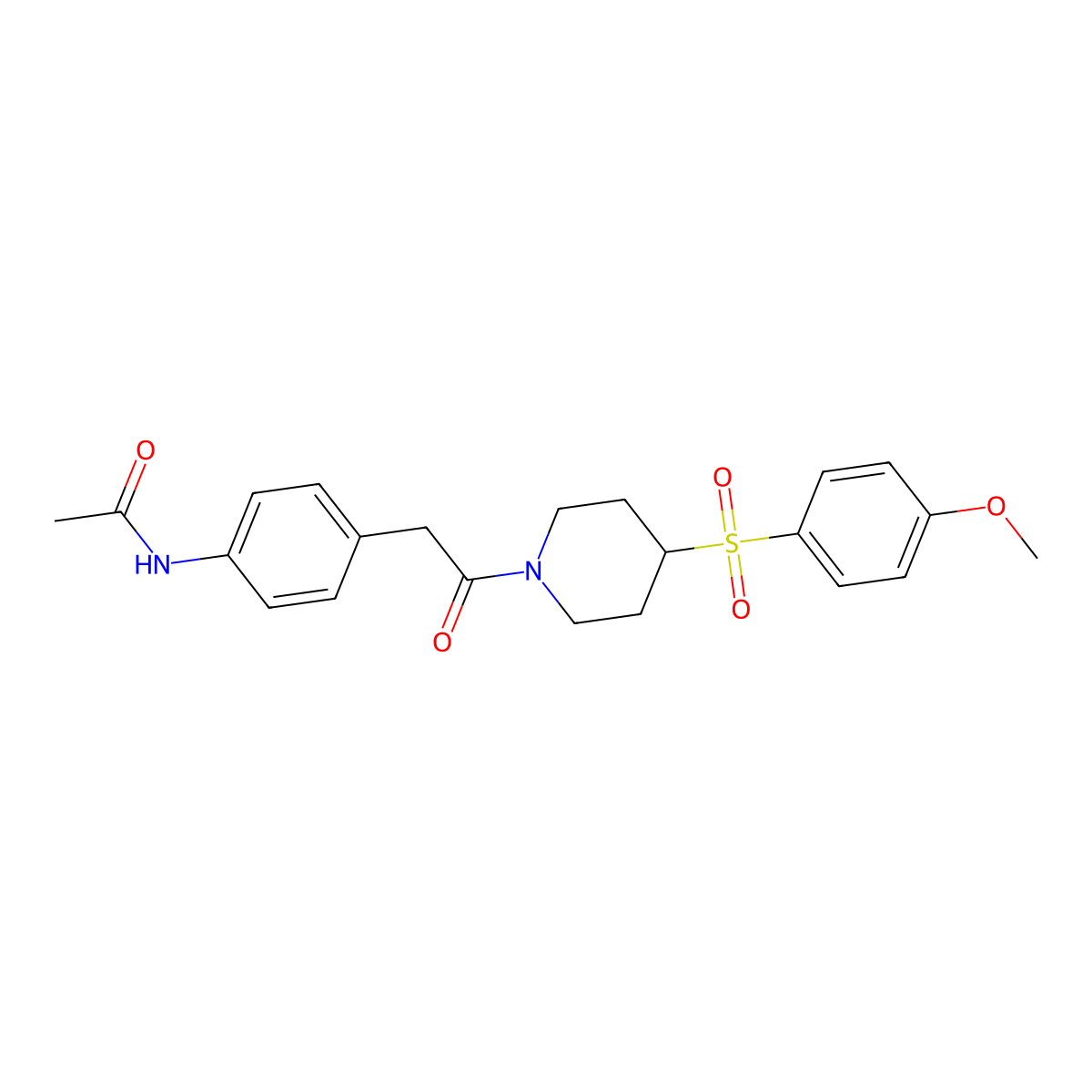 N-(4-(2-(4-((4-methoxyphenyl)sulfonyl)piperidin-1-yl)-2-oxoethyl)phenyl)acetamide molecular structure, CAS 1705978-02-4