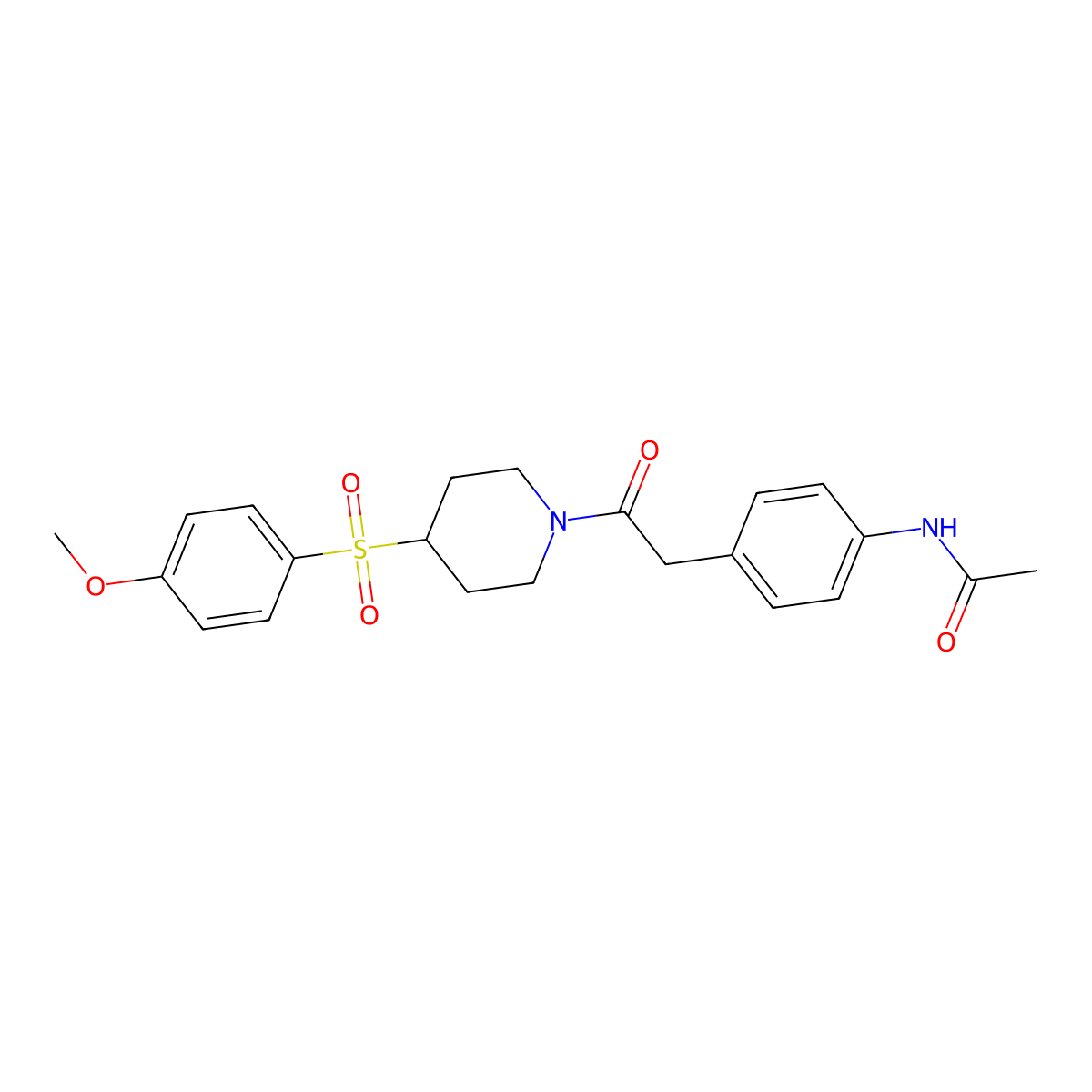 N-(4-(2-(4-((4-methoxyphenyl)sulfonyl)piperidin-1-yl)-2-oxoethyl)phenyl)acetamide molecular structure, CAS 1705978-02-4