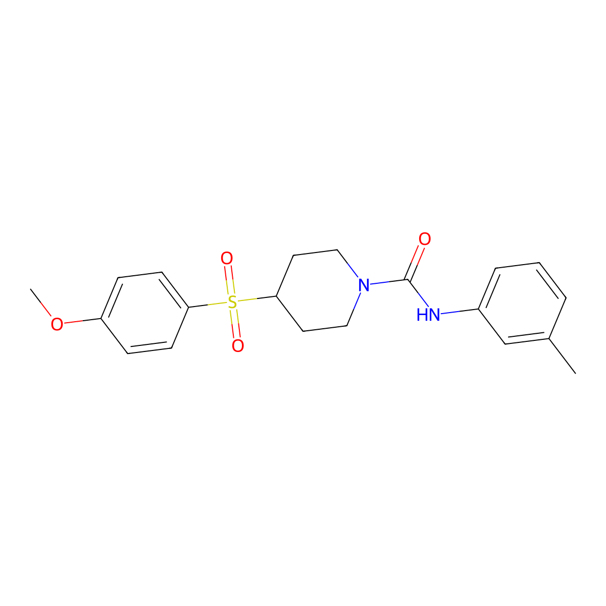 4-((4-methoxyphenyl)sulfonyl)-N-(m-tolyl)piperidine-1-carboxamide molecular structure, CAS 1705978-73-9