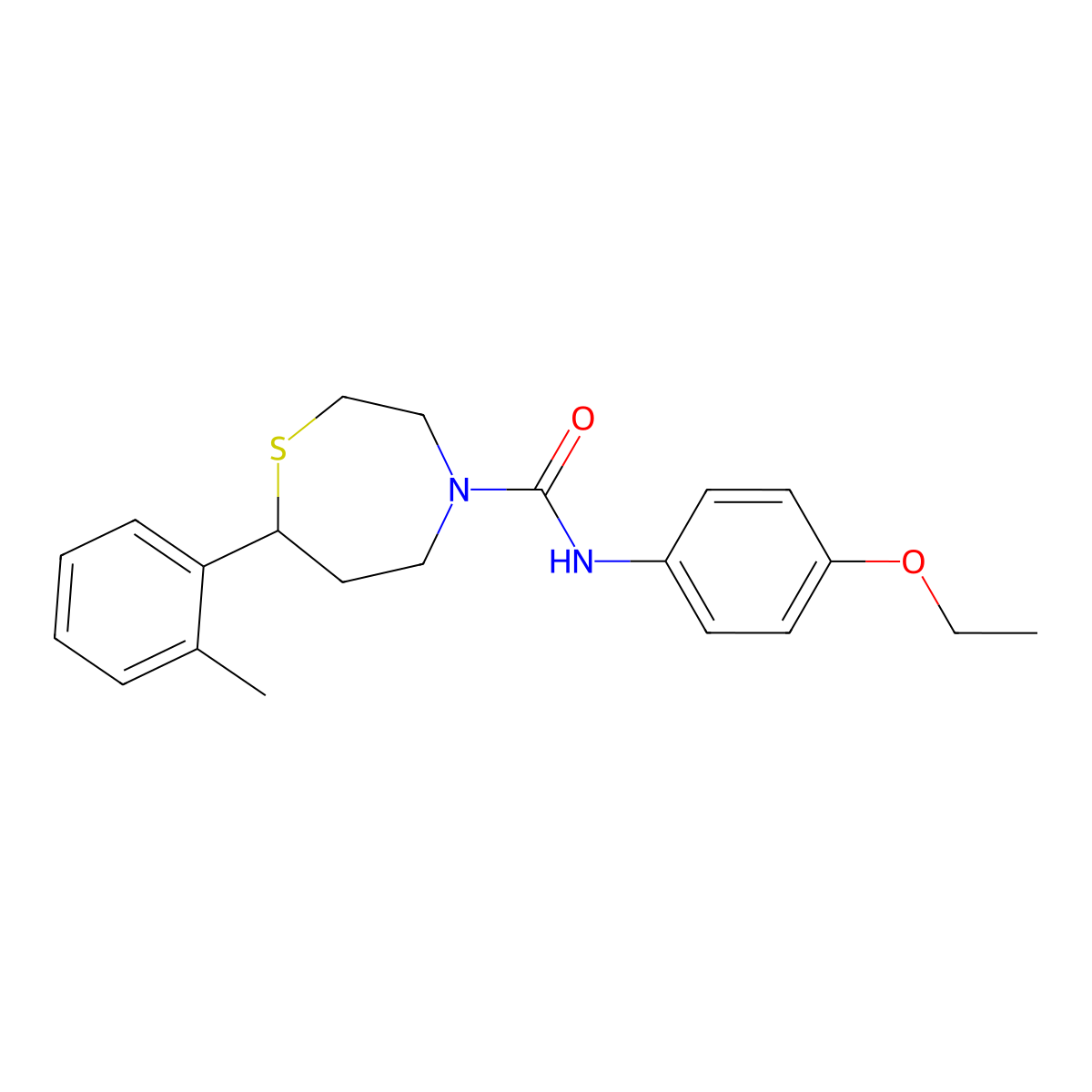 N-(4-ethoxyphenyl)-7-(o-tolyl)-1,4-thiazepane-4-carboxamide molecular structure, CAS 1705980-85-3