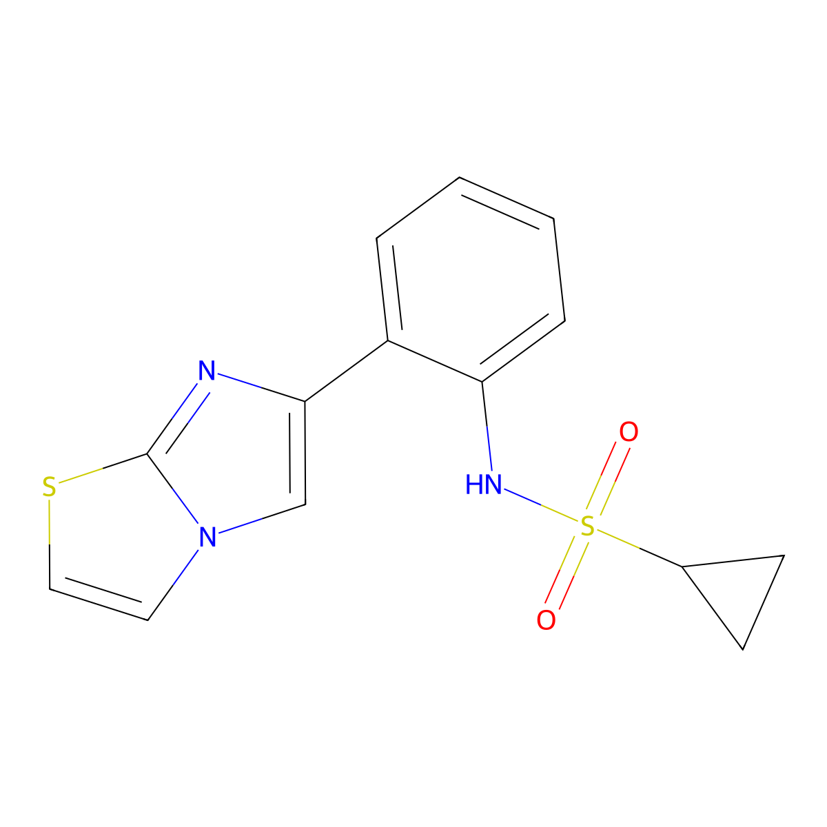 N-(2-(imidazo[2,1-b]thiazol-6-yl)phenyl)cyclopropanesulfonamide molecular structure, CAS 1705982-91-7