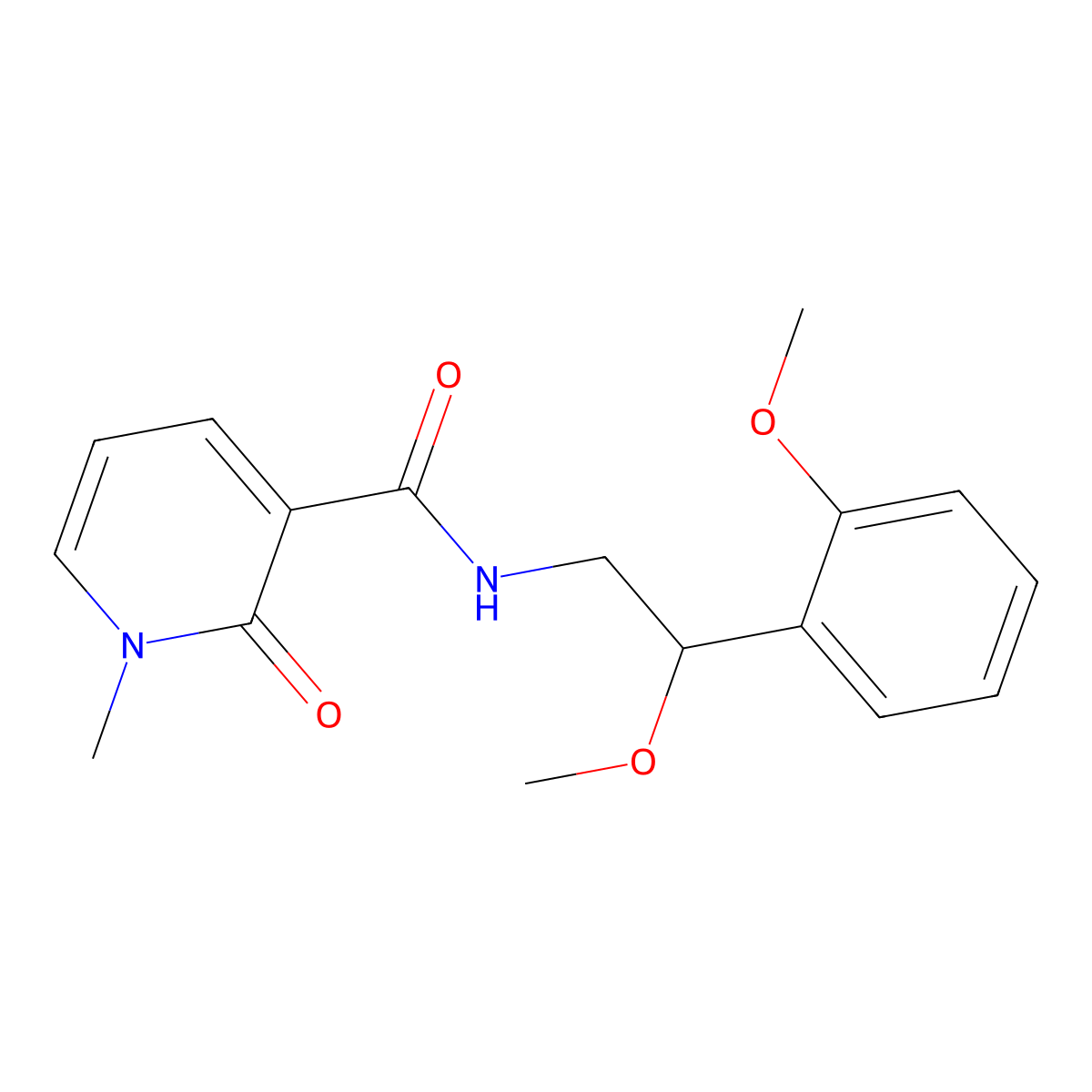 N-(2-methoxy-2-(2-methoxyphenyl)ethyl)-1-methyl-2-oxo-1,2-dihydropyridine-3-carboxamide molecular structure, CAS 1705984-22-0