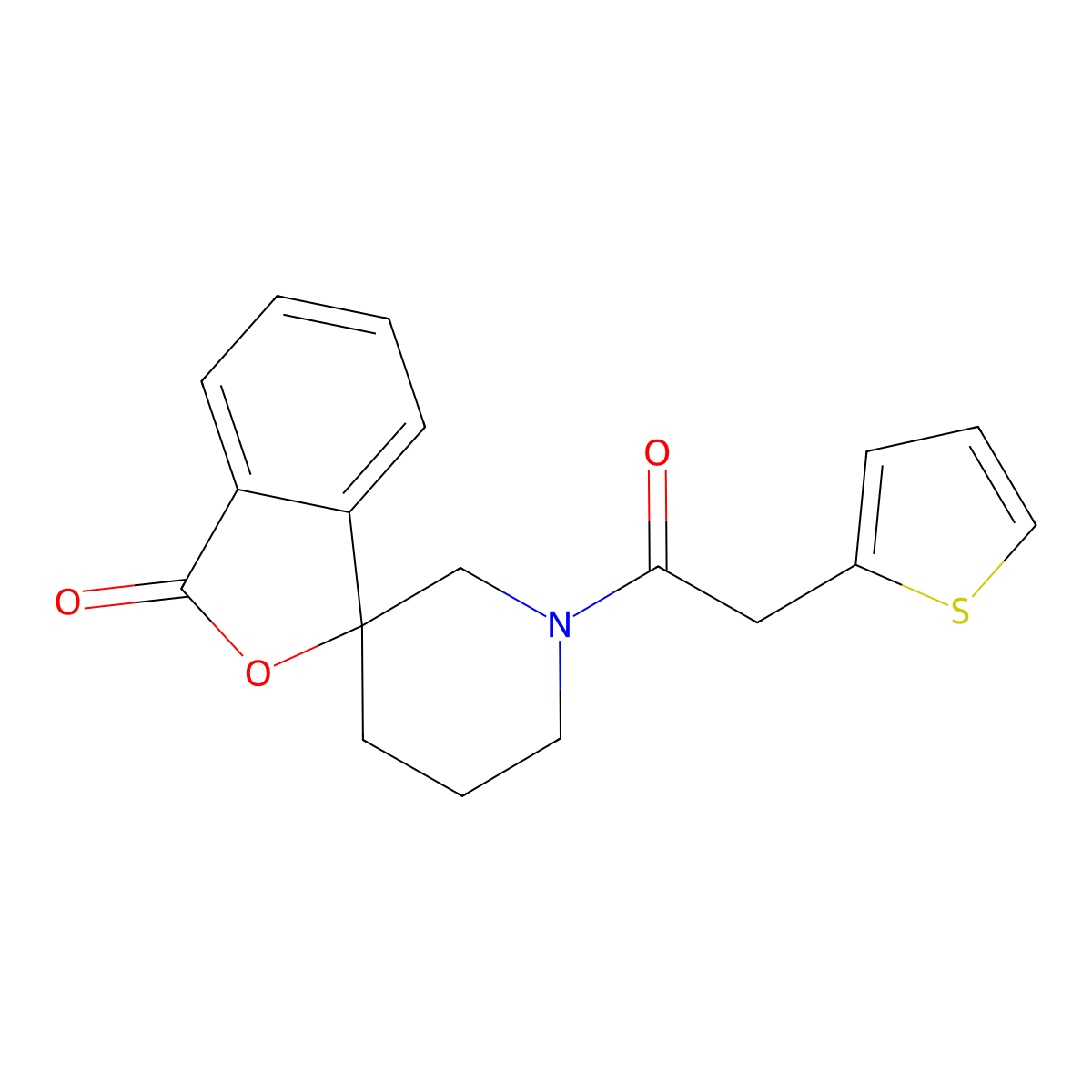 1'-[2-(thiophen-2-yl)acetyl]-3H-spiro[2-benzofuran-1,3'-piperidine]-3-one molecular structure, CAS 1705986-06-6