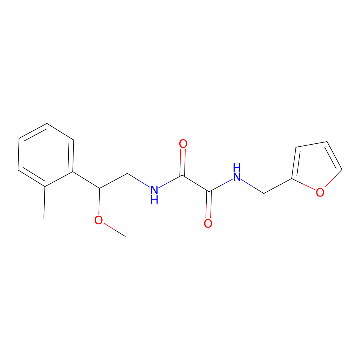 N1-(furan-2-ylmethyl)-N2-(2-methoxy-2-(o-tolyl)ethyl)oxalamide molecular structure, CAS 1705986-55-5