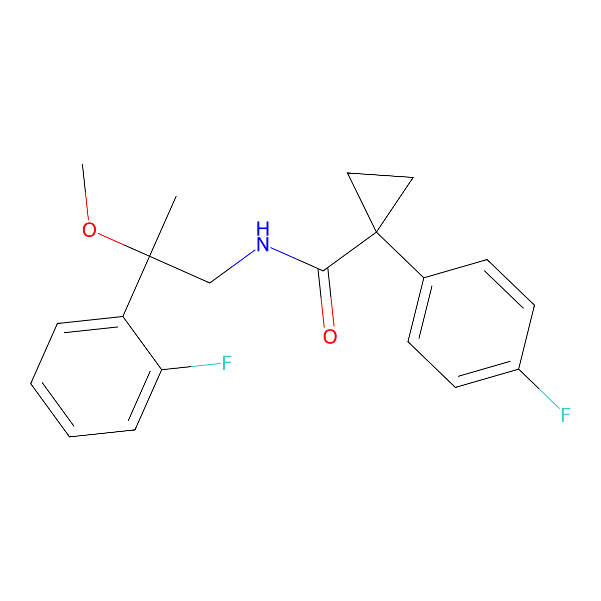 1-(4-fluorophenyl)-N-(2-(2-fluorophenyl)-2-methoxypropyl)cyclopropanecarboxamide molecular structure, CAS 1705987-02-5