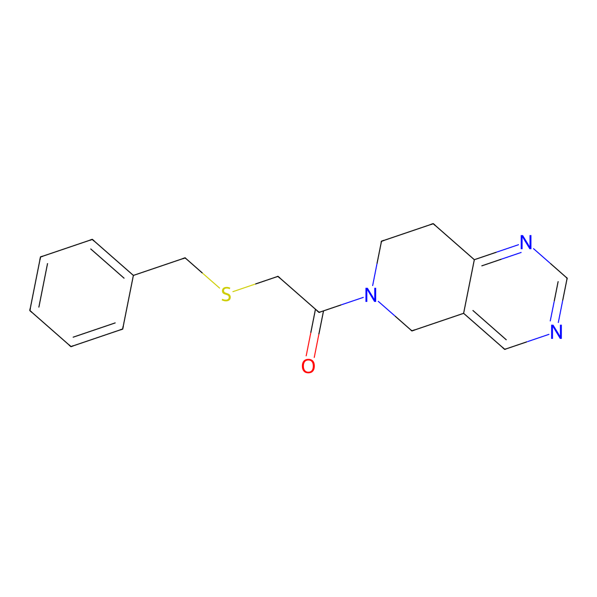 2-(benzylthio)-1-(7,8-dihydropyrido[4,3-d]pyrimidin-6(5H)-yl)ethanone molecular structure, CAS 1705988-86-8