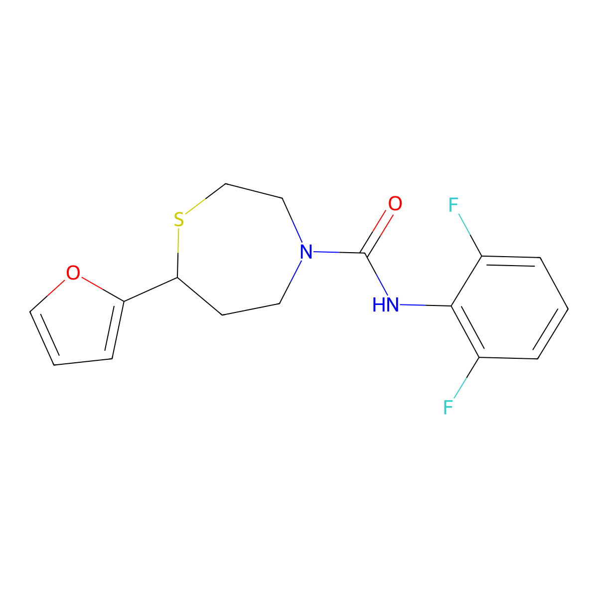 N-(2,6-difluorophenyl)-7-(furan-2-yl)-1,4-thiazepane-4-carboxamide molecular structure, CAS 1705989-64-5