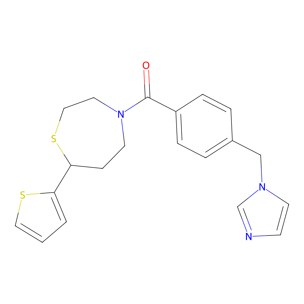 (4-((1H-imidazol-1-yl)methyl)phenyl)(7-(thiophen-2-yl)-1,4-thiazepan-4-yl)methanone molecular structure, CAS 1705989-77-0