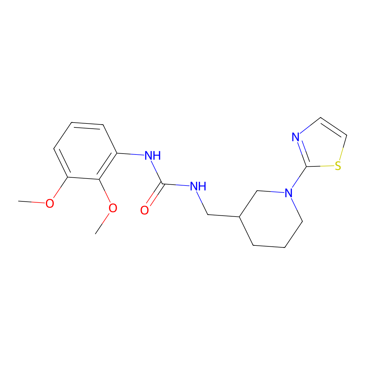 1-(2,3-Dimethoxyphenyl)-3-((1-(thiazol-2-yl)piperidin-3-yl)methyl)urea molecular structure, CAS 1705994-45-1