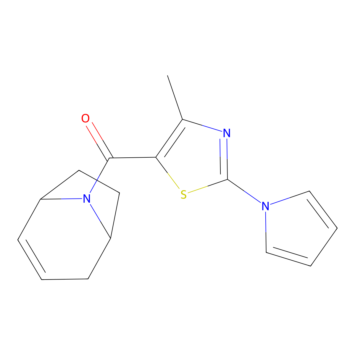 (1R,5S)-8-azabicyclo[3.2.1]oct-2-en-8-yl(4-methyl-2-(1H-pyrrol-1-yl)thiazol-5-yl)methanone molecular structure, CAS 1705998-30-6