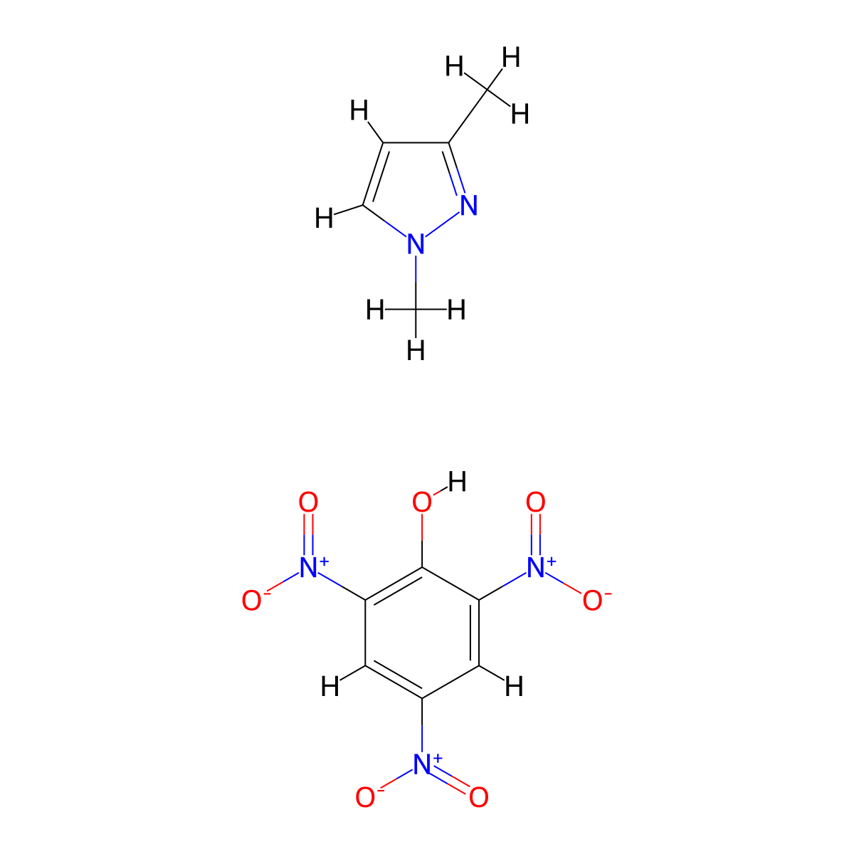 1,3-Dimethylpyrazole;2,4,6-trinitrophenol molecular structure, CAS 1706-37-2