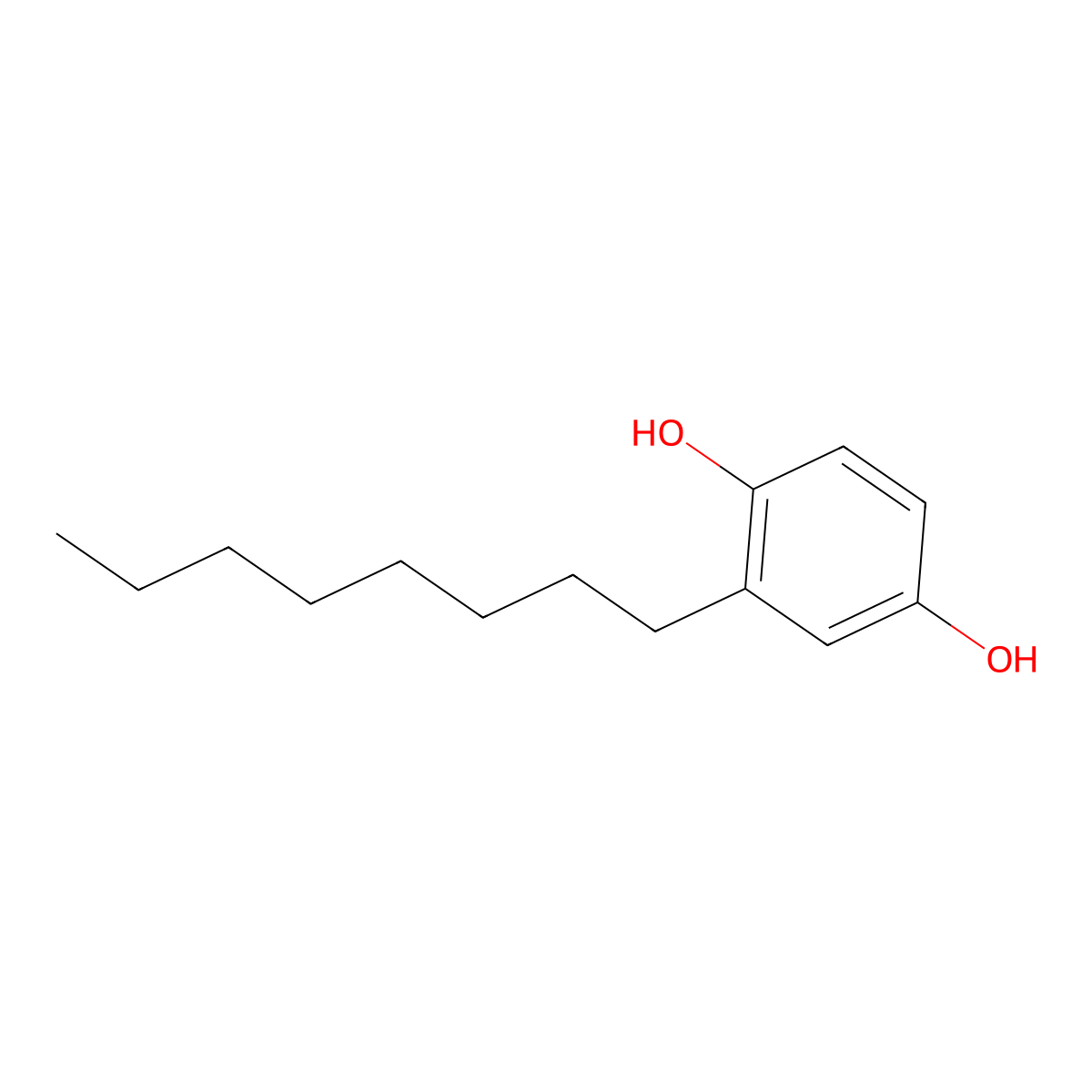 Octylhydroquinone molecular structure, CAS 1706-69-0
