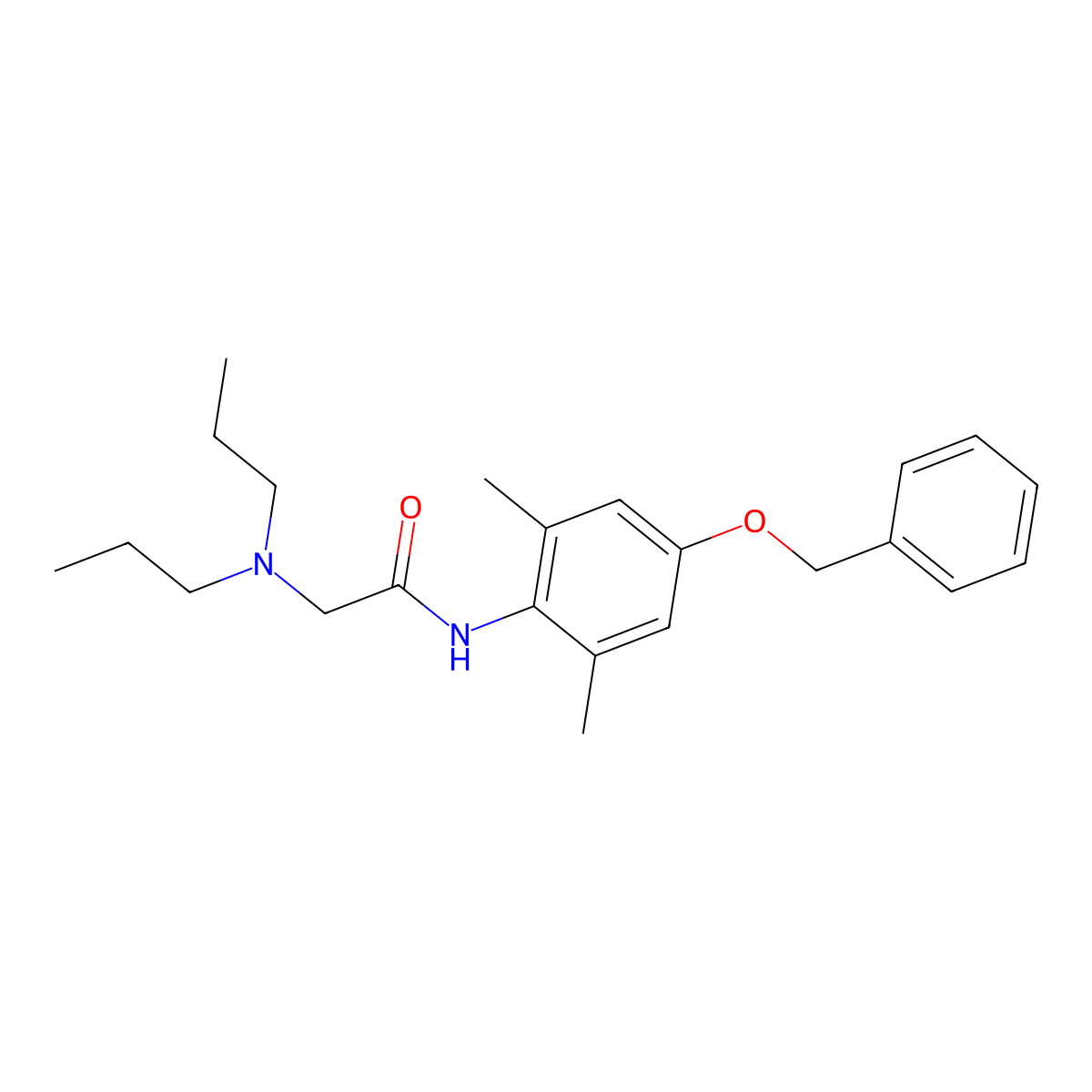 Acetamide, N-(2,6-dimethyl-4-(phenylmethoxy)phenyl)-2-(dipropylamino)- molecular structure, CAS 17060-69-4