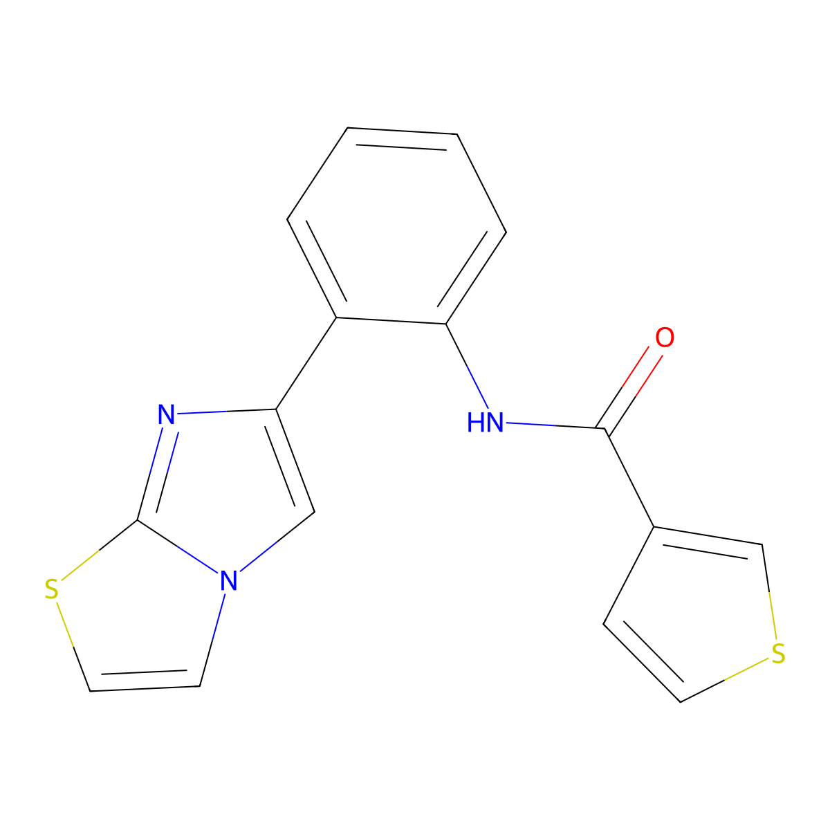 N-(2-(imidazo[2,1-b]thiazol-6-yl)phenyl)thiophene-3-carboxamide molecular structure, CAS 1706001-75-3