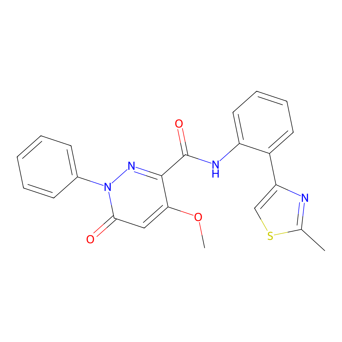 4-methoxy-N-(2-(2-methylthiazol-4-yl)phenyl)-6-oxo-1-phenyl-1,6-dihydropyridazine-3-carboxamide molecular structure, CAS 1706002-78-9