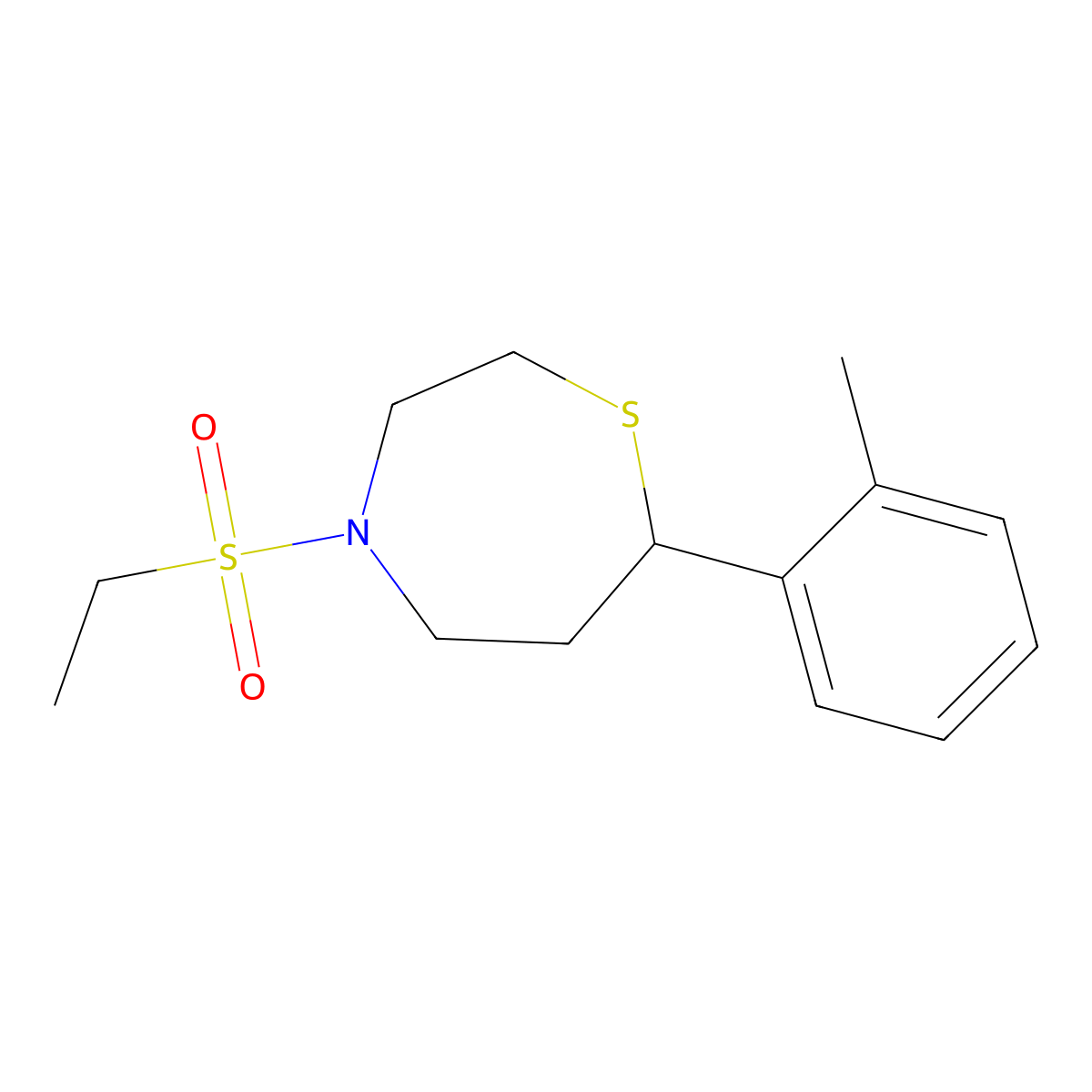 4-(Ethylsulfonyl)-7-(o-tolyl)-1,4-thiazepane molecular structure, CAS 1706004-77-4