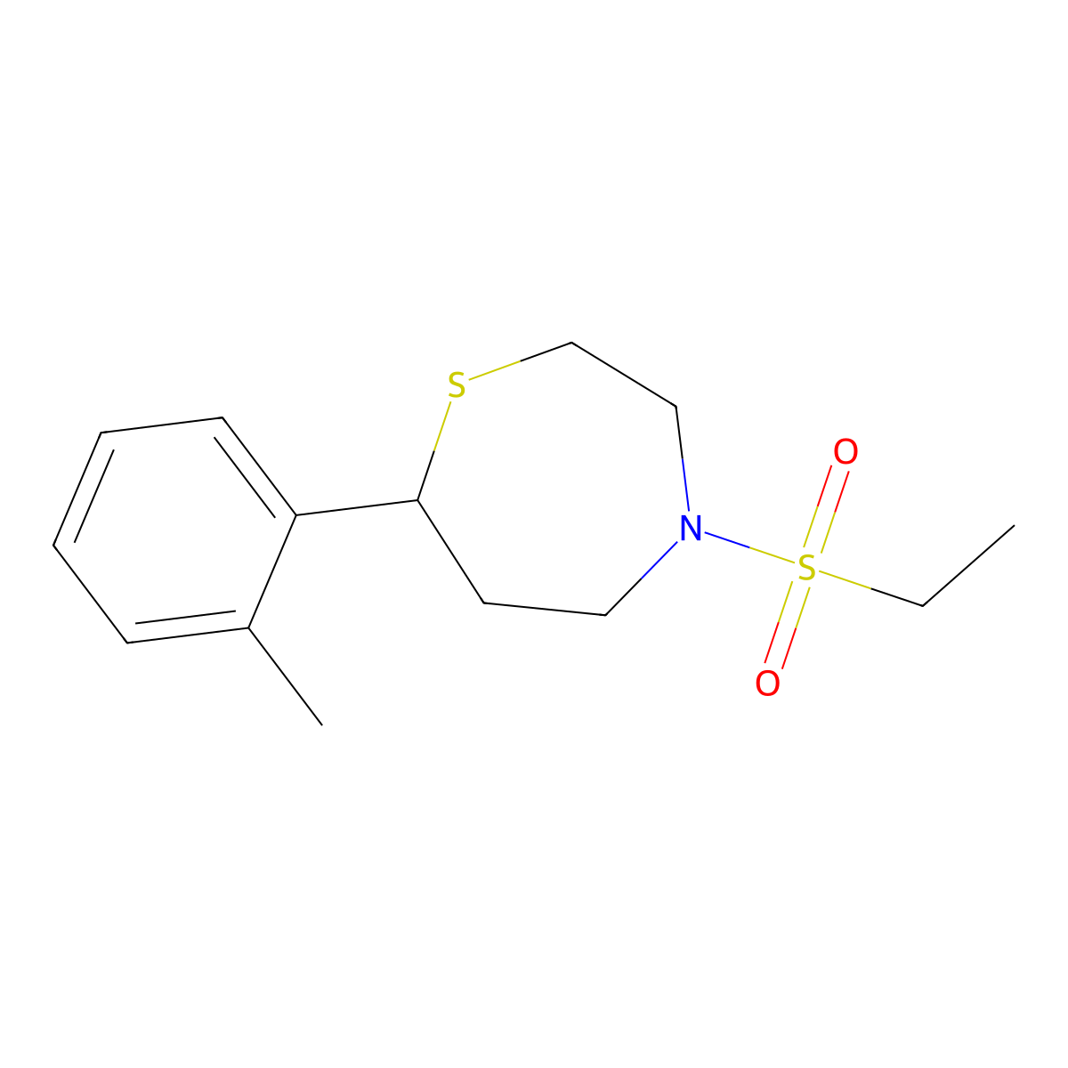 4-(Ethylsulfonyl)-7-(o-tolyl)-1,4-thiazepane molecular structure, CAS 1706004-77-4