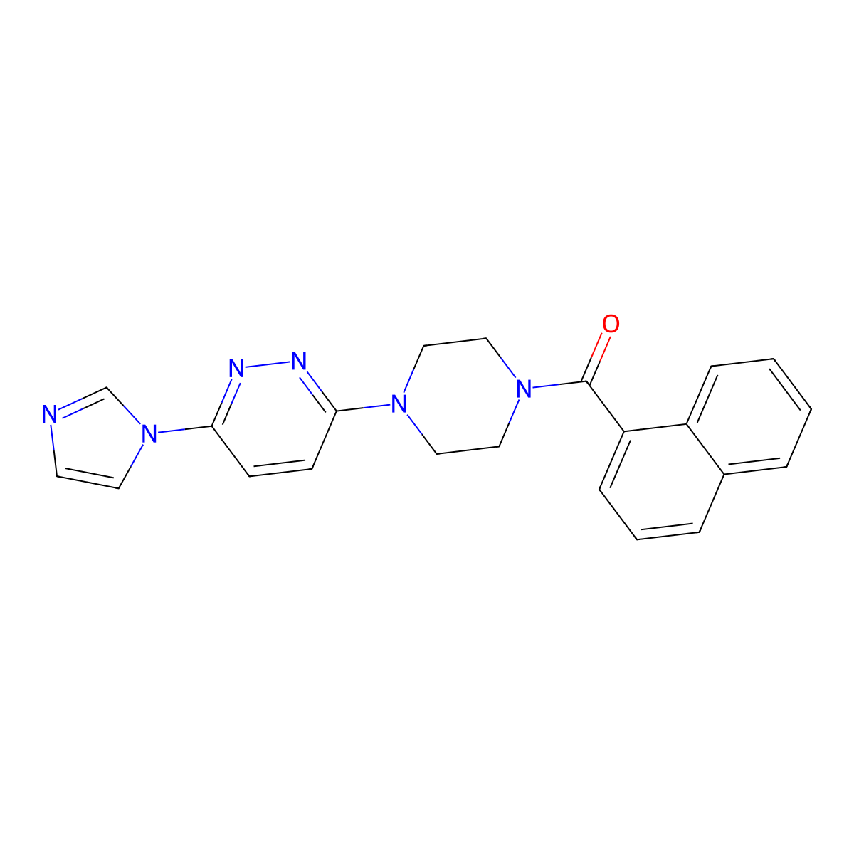 (4-(6-(1H-imidazol-1-yl)pyridazin-3-yl)piperazin-1-yl)(naphthalen-1-yl)methanone molecular structure, CAS 1706005-29-9