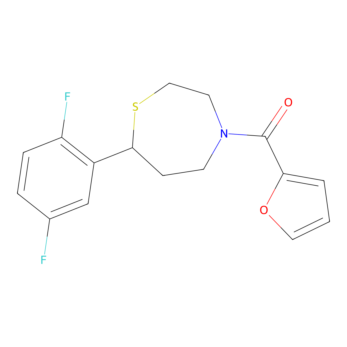(7-(2,5-Difluorophenyl)-1,4-thiazepan-4-yl)(furan-2-yl)methanone molecular structure, CAS 1706005-83-5