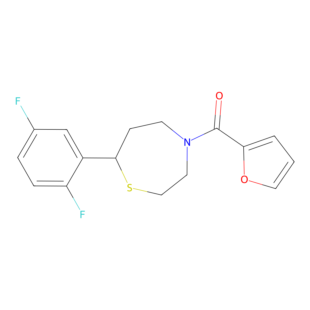 (7-(2,5-Difluorophenyl)-1,4-thiazepan-4-yl)(furan-2-yl)methanone molecular structure, CAS 1706005-83-5