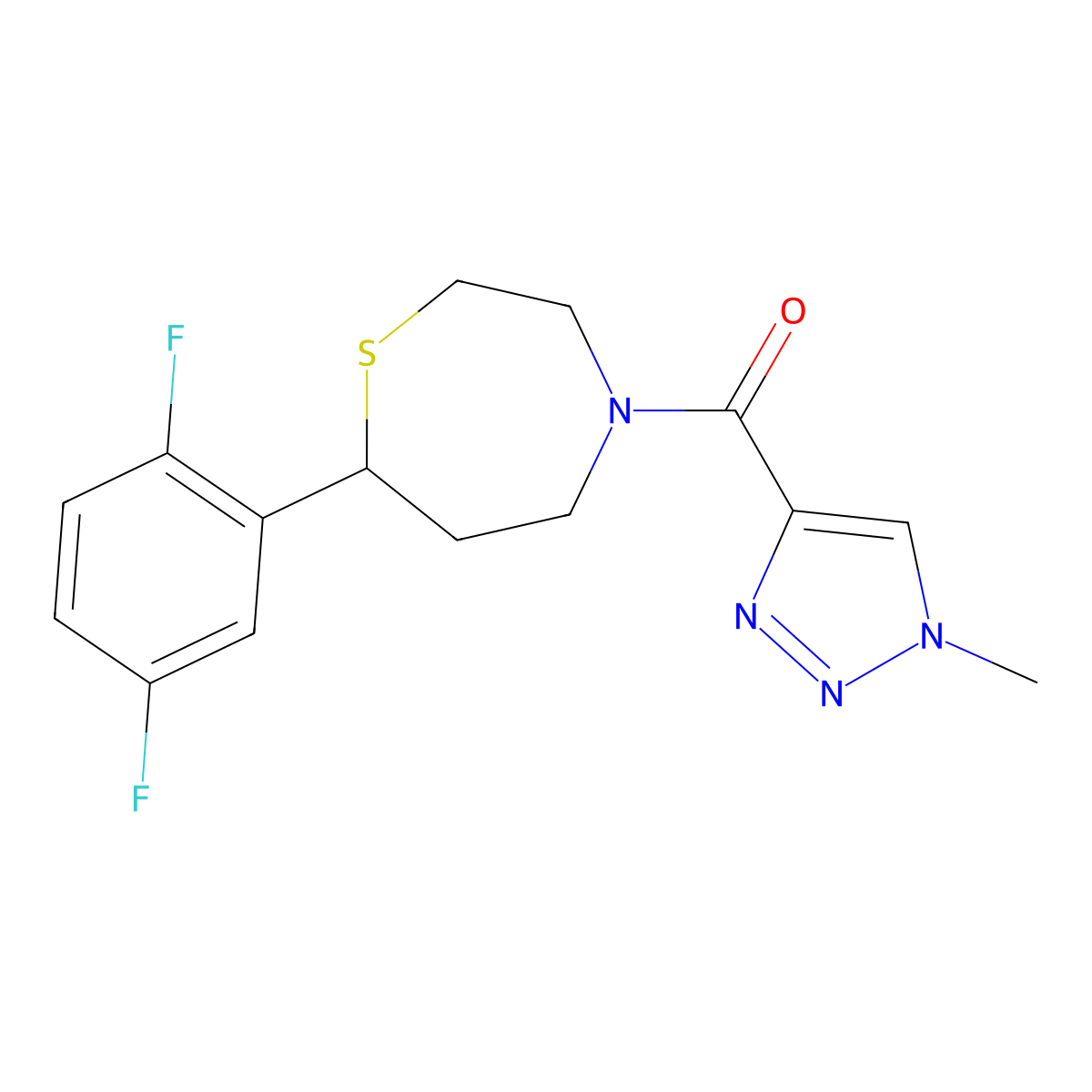 (7-(2,5-difluorophenyl)-1,4-thiazepan-4-yl)(1-methyl-1H-1,2,3-triazol-4-yl)methanone molecular structure, CAS 1706006-22-5