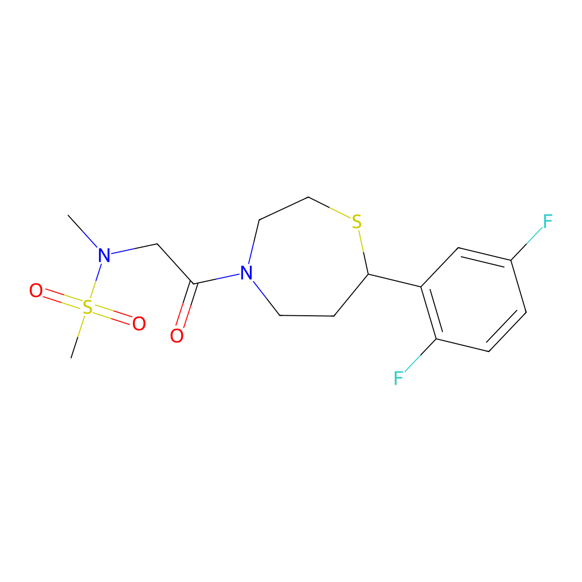 N-{2-[7-(2,5-difluorophenyl)-1,4-thiazepan-4-yl]-2-oxoethyl}-N-methylmethanesulfonamide molecular structure, CAS 1706006-33-8