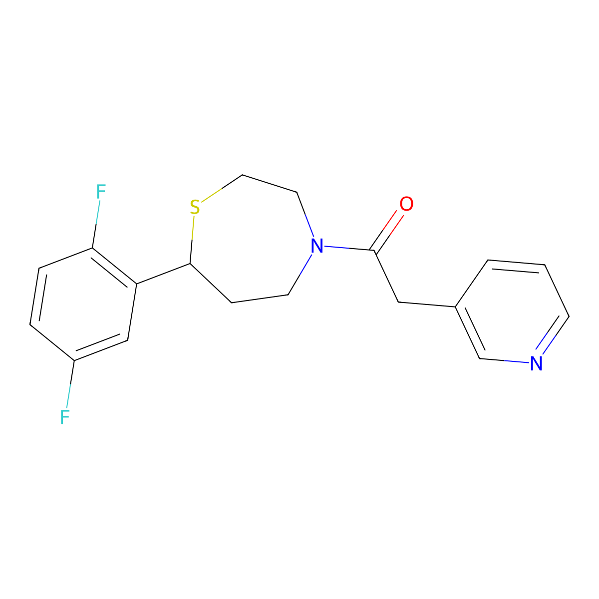 1-(7-(2,5-Difluorophenyl)-1,4-thiazepan-4-yl)-2-(pyridin-3-yl)ethanone molecular structure, CAS 1706006-48-5