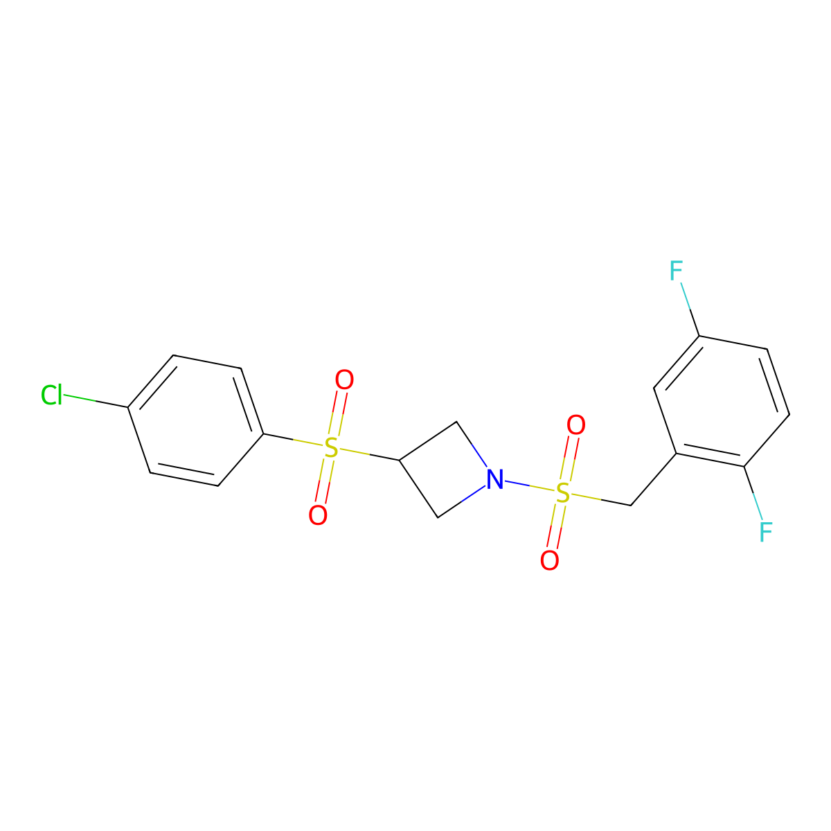 3-((4-Chlorophenyl)sulfonyl)-1-((2,5-difluorobenzyl)sulfonyl)azetidine molecular structure, CAS 1706010-01-6