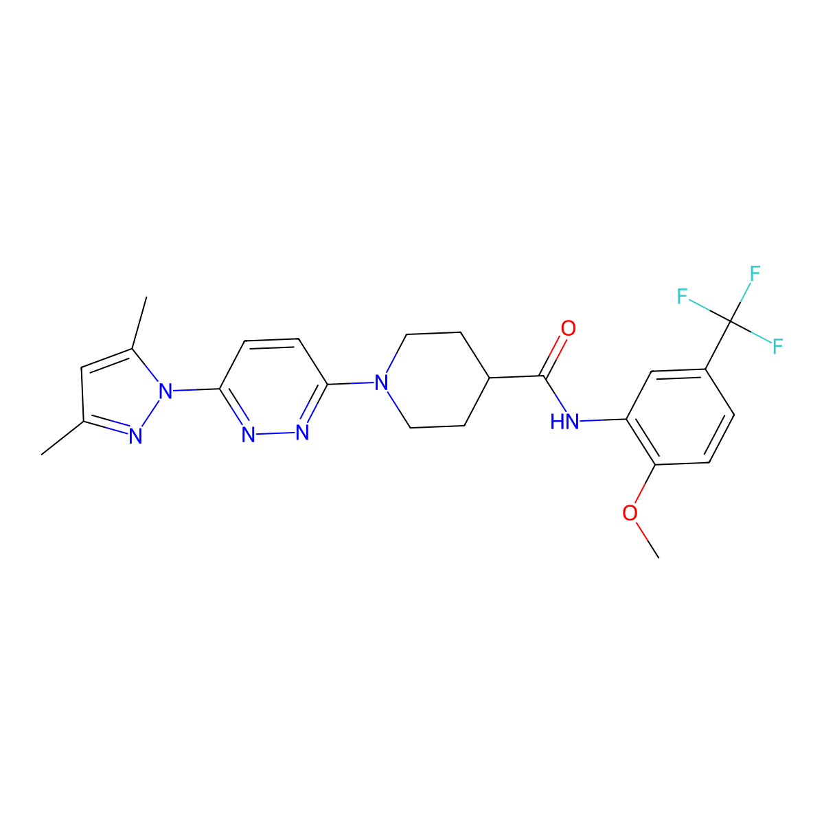 1-[6-(3,5-dimethyl-1H-pyrazol-1-yl)pyridazin-3-yl]-N-[2-methoxy-5-(trifluoromethyl)phenyl]piperidine-4-carboxamide molecular structure, CAS 1706012-24-9