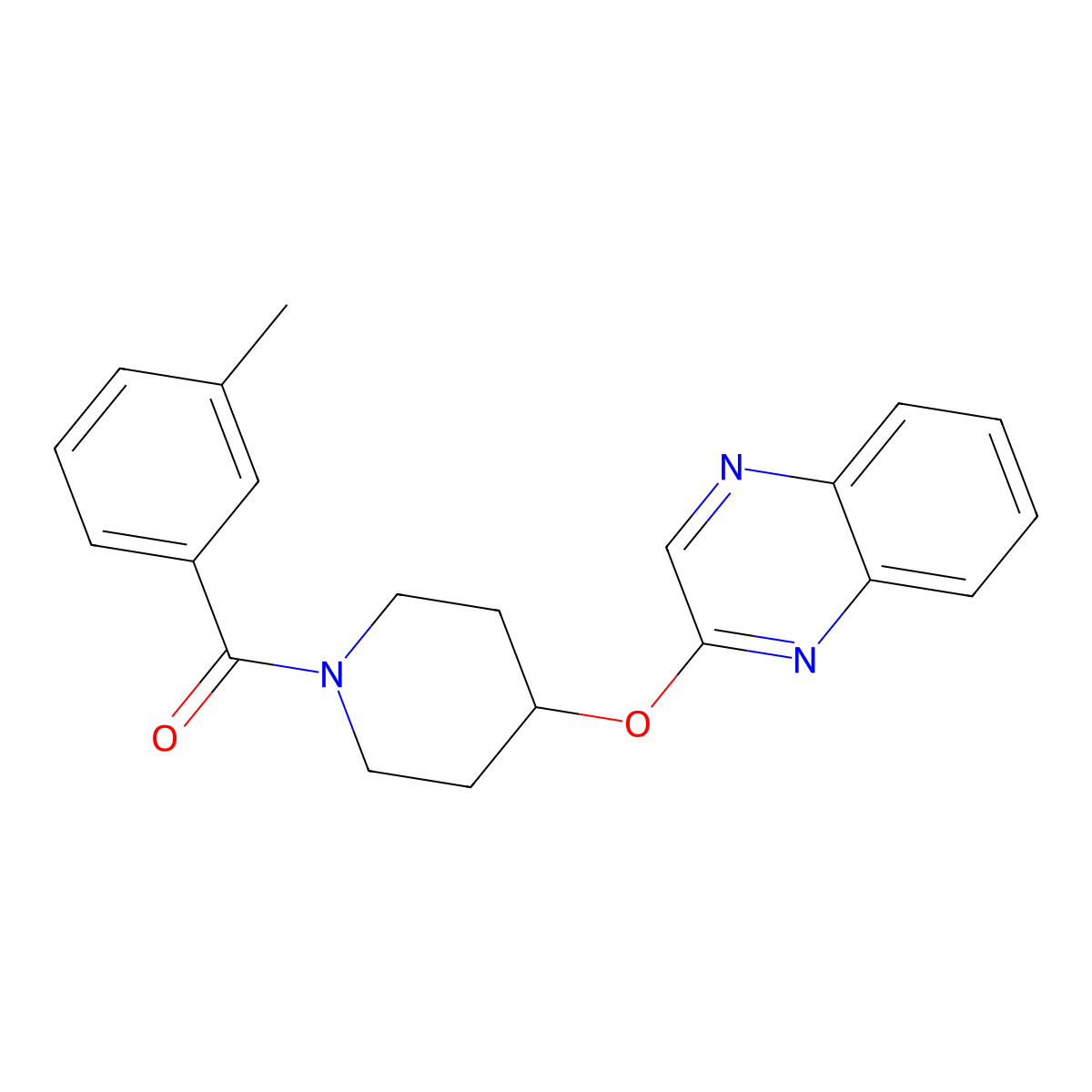 (4-(Quinoxalin-2-yloxy)piperidin-1-yl)(m-tolyl)methanone molecular structure, CAS 1706025-88-8