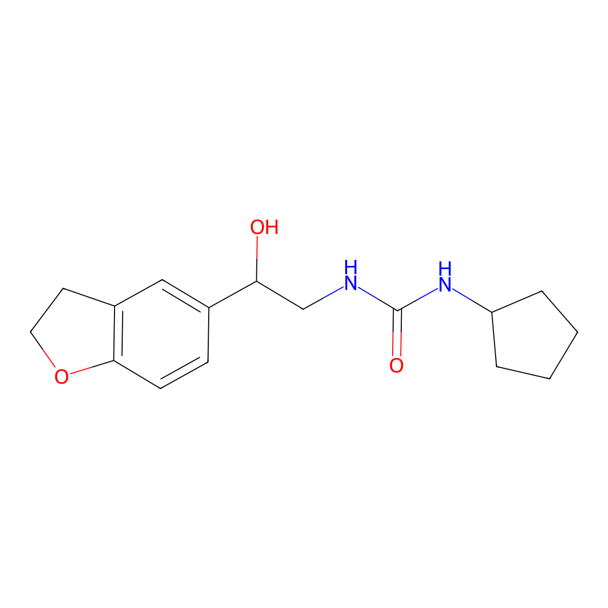 1-Cyclopentyl-3-[2-(2,3-dihydro-1-benzofuran-5-yl)-2-hydroxyethyl]urea molecular structure, CAS 1706041-19-1